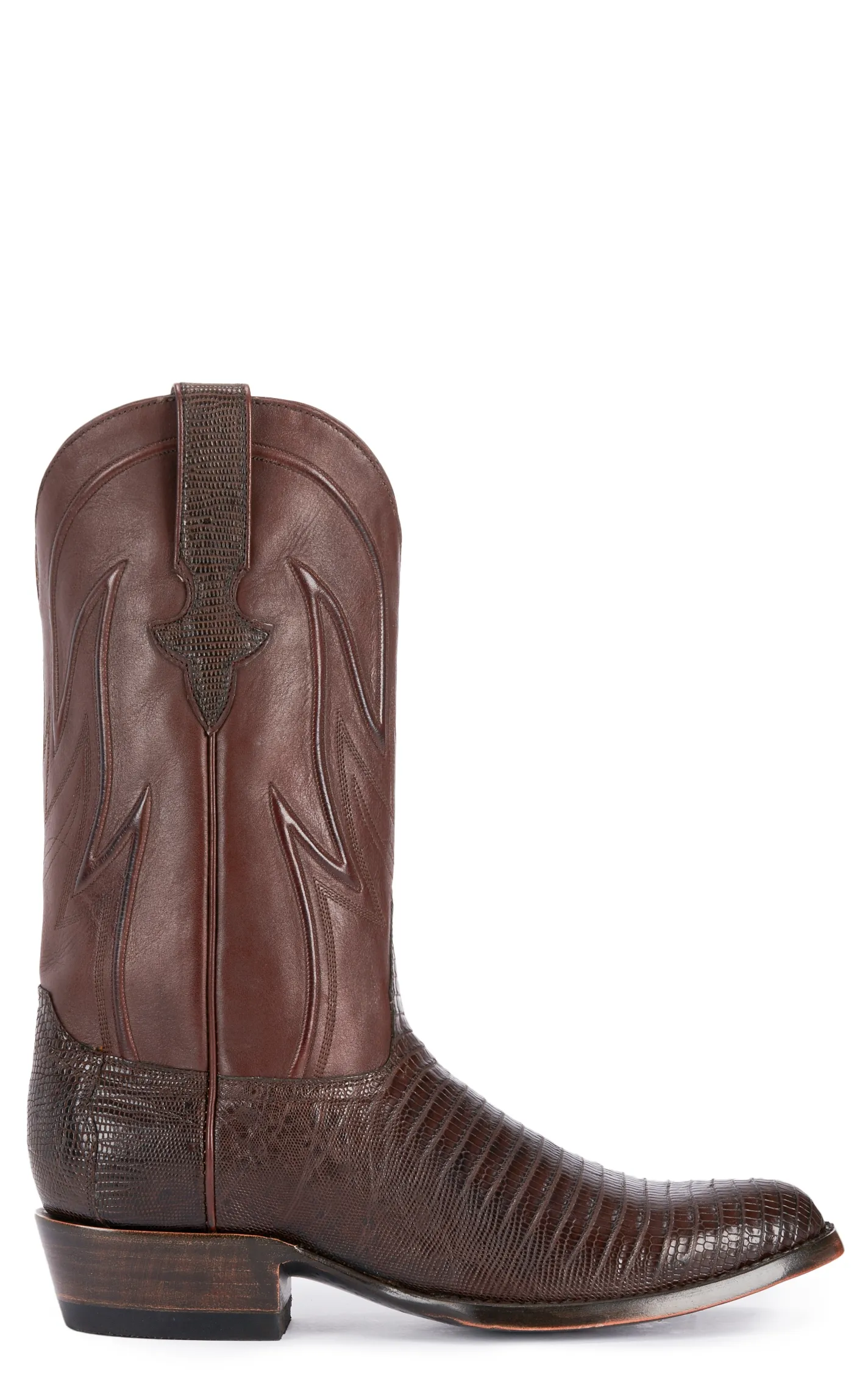 JRC & Sons Men's James Teju Lizard Round Toe Exotic Cowboy Boot in Chocolate Brown