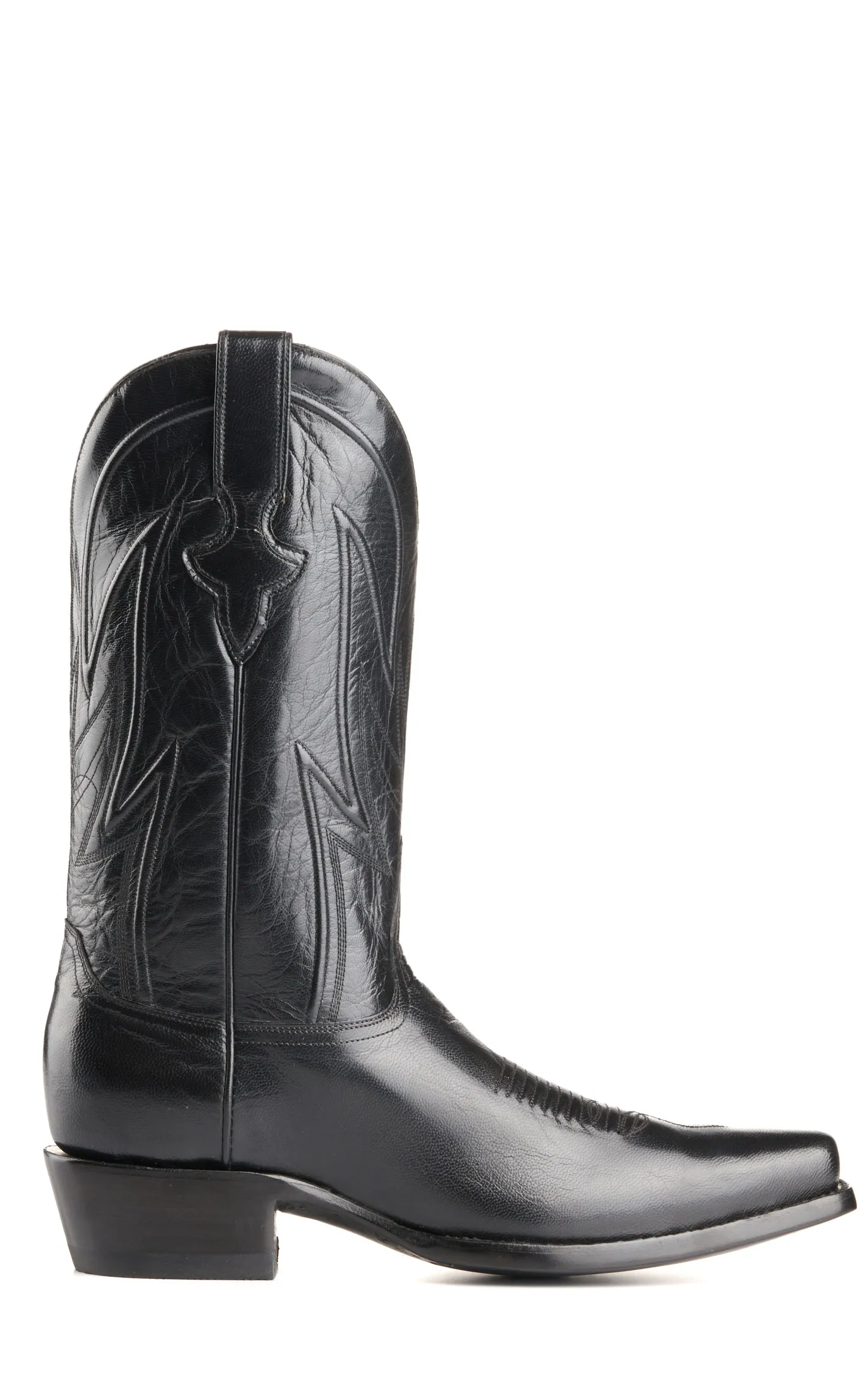 JRC & Sons Men's Wyatt Domingo Goat Punchy Square Toe Cowboy Boot in Black