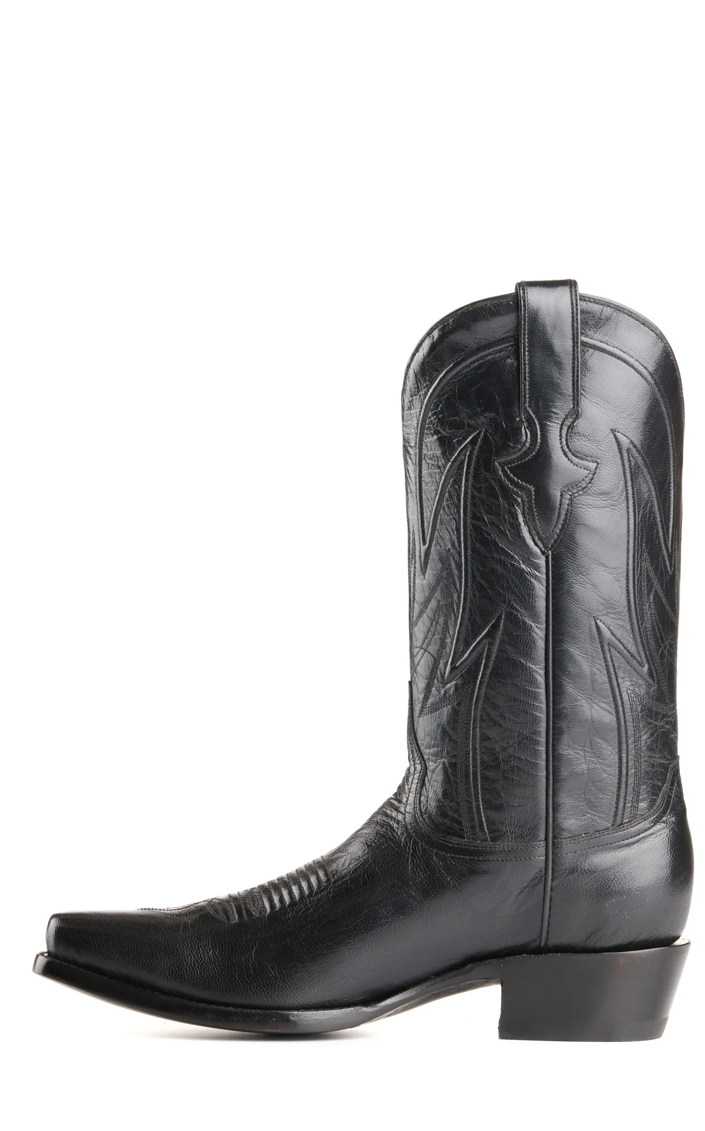 JRC & Sons Men's Wyatt Domingo Goat Punchy Square Toe Cowboy Boot in Black