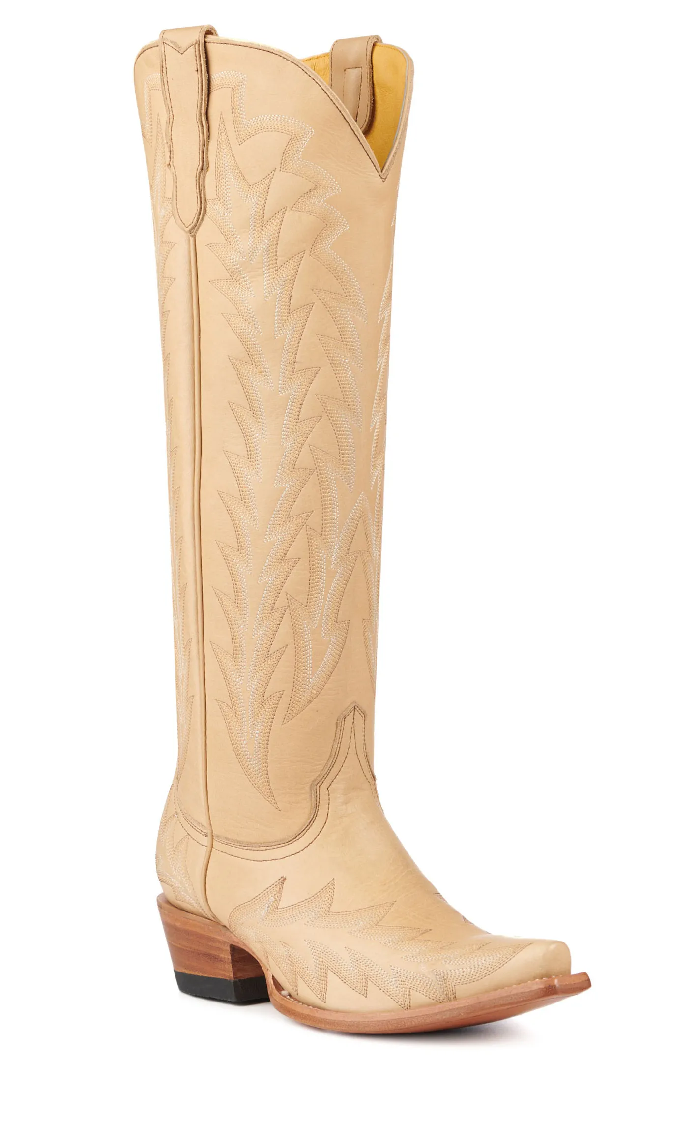 JRC & Sons Women's Nancy Leather Snip Toe Tall Cowboy Boot in Camel