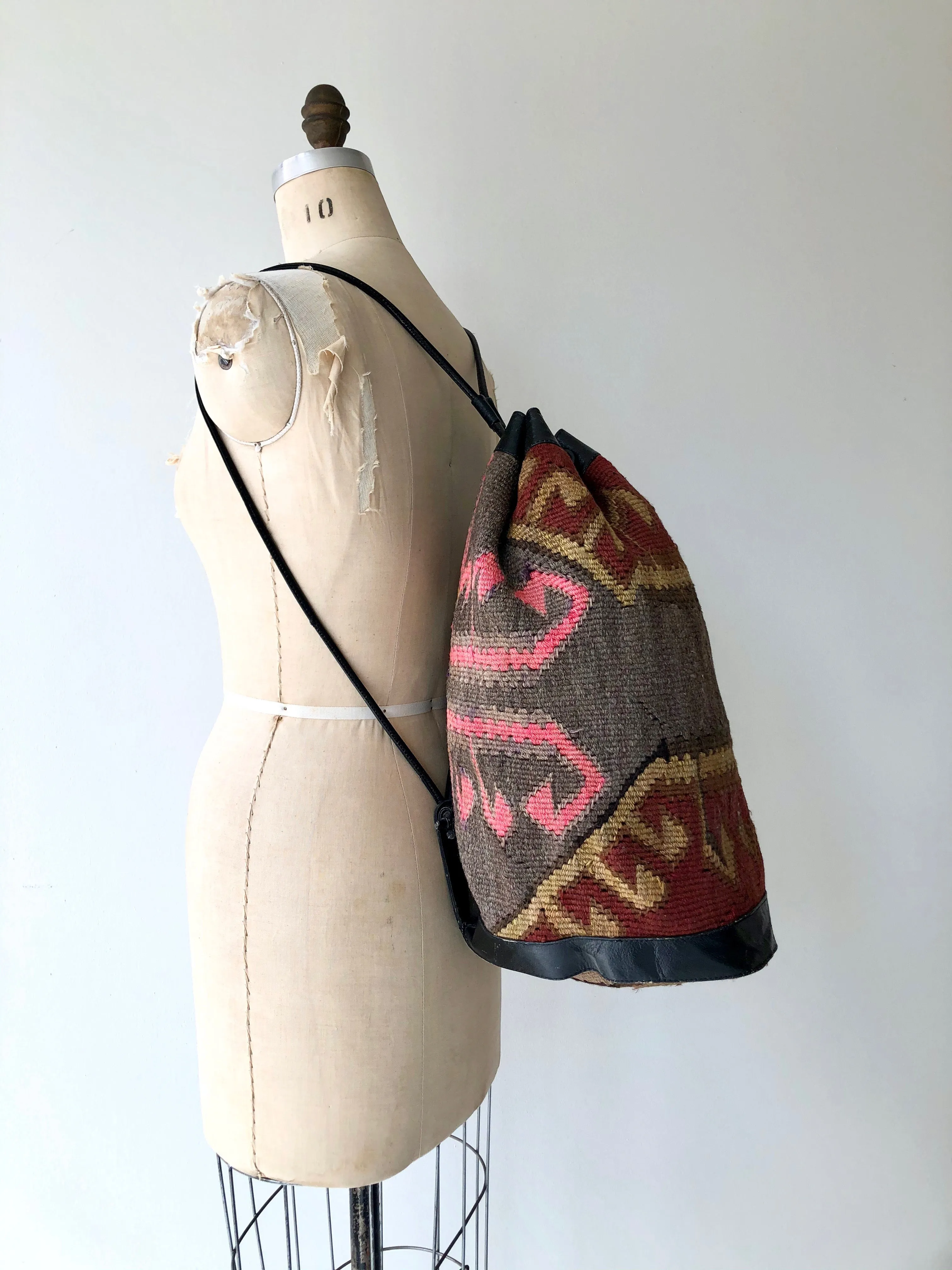 Kilim Drawstring Backpack