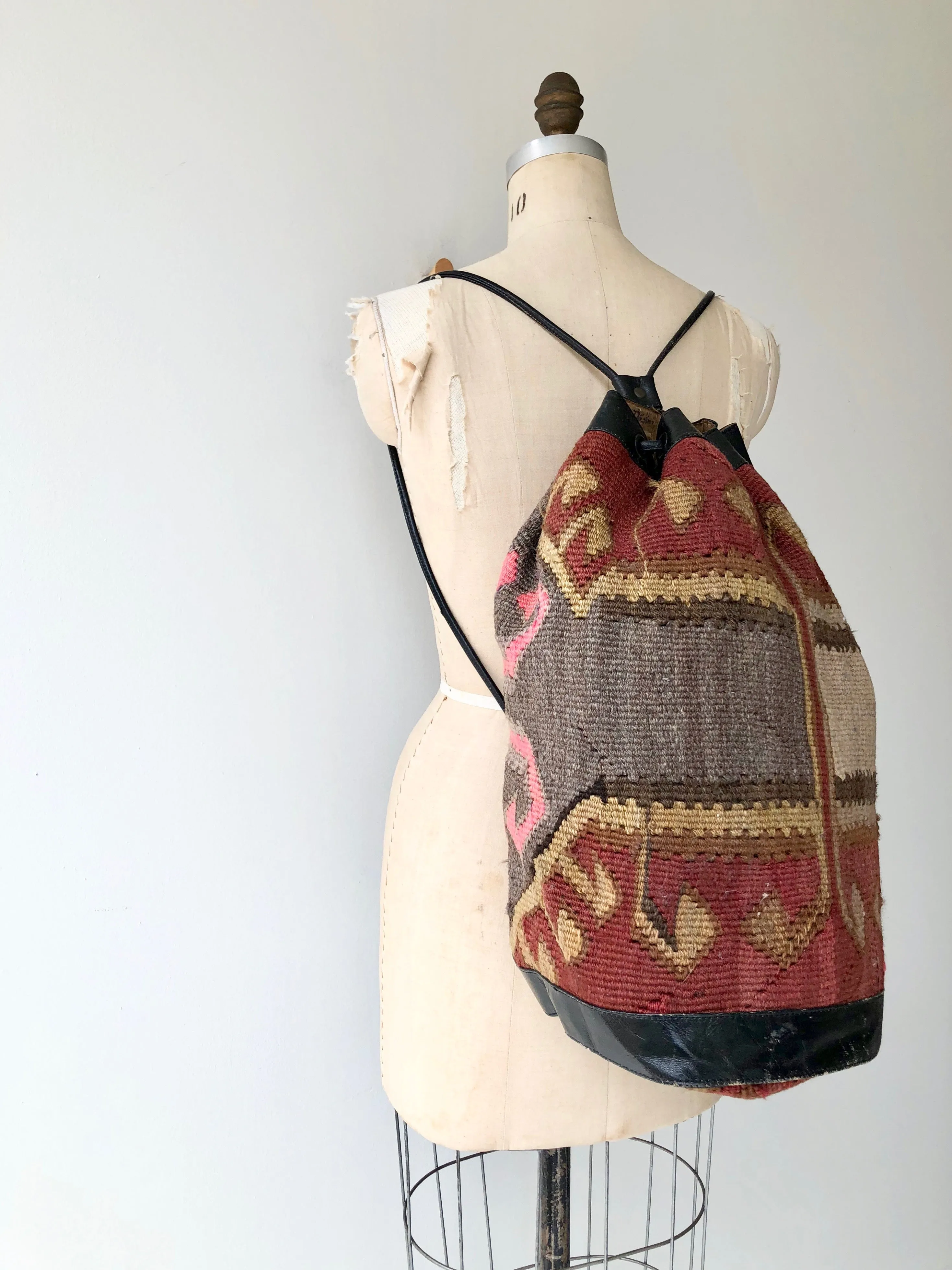 Kilim Drawstring Backpack