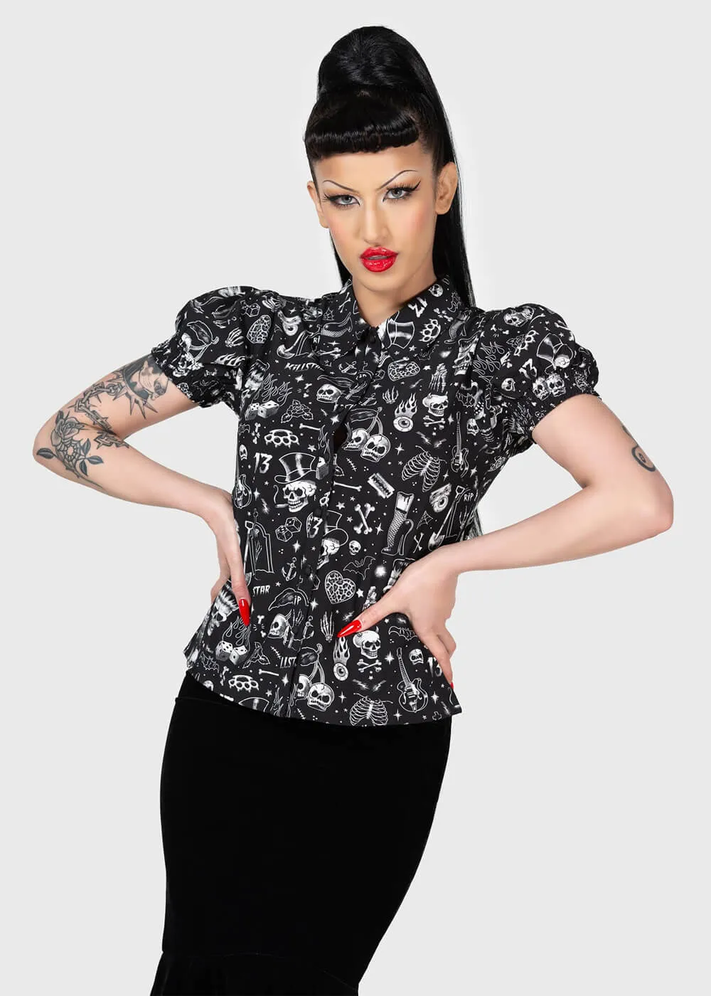 Killstar The Heat Button Up Top Black