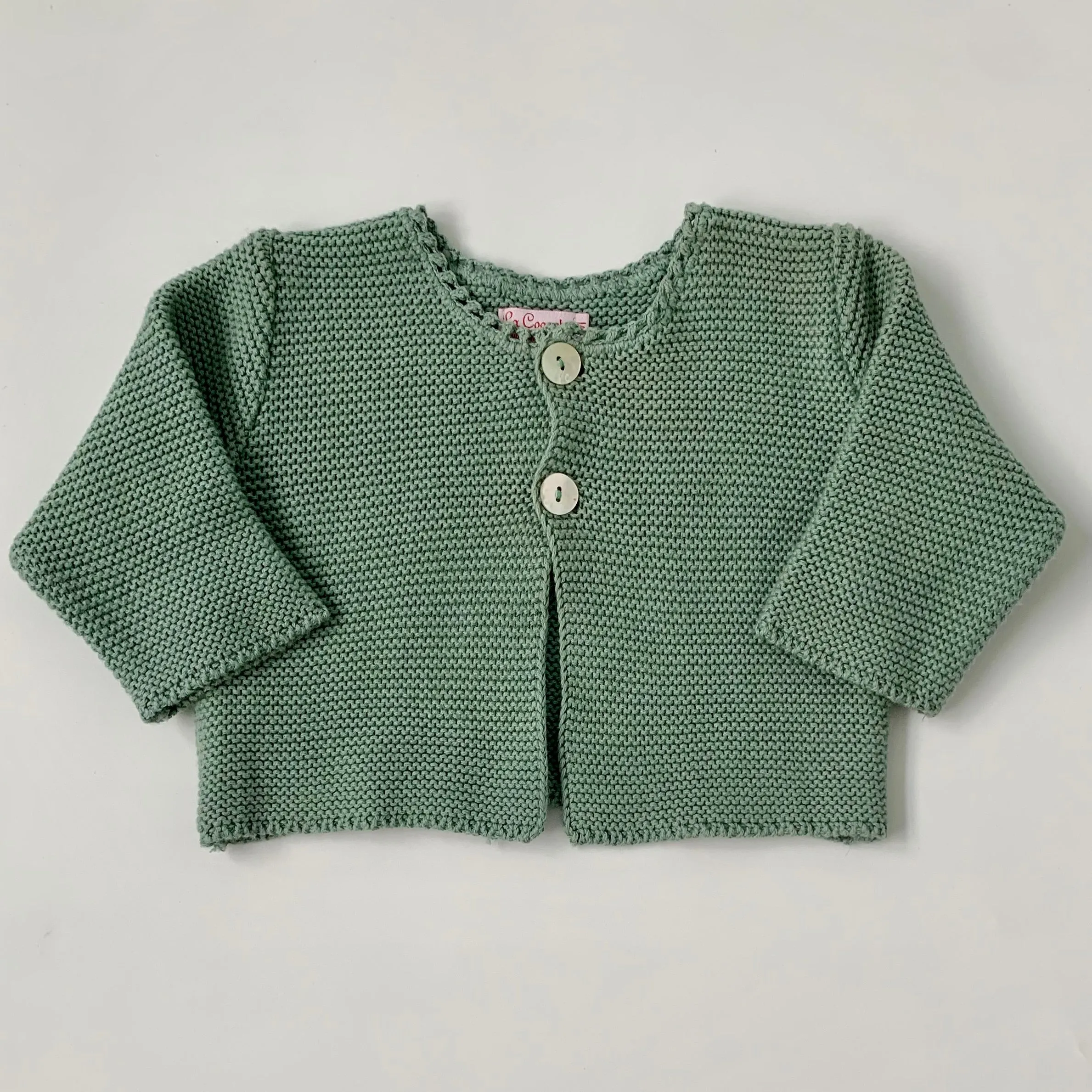 La Coqueta Teal Cotton Cardigan: 6 Months