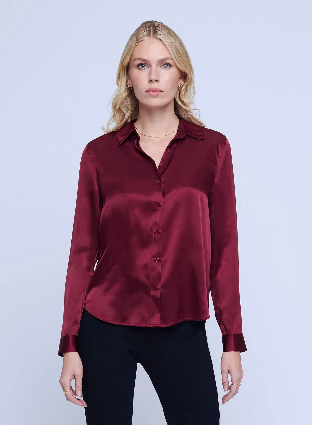 L’agence - Tyler L/S Blouse - Dark Bordeaux