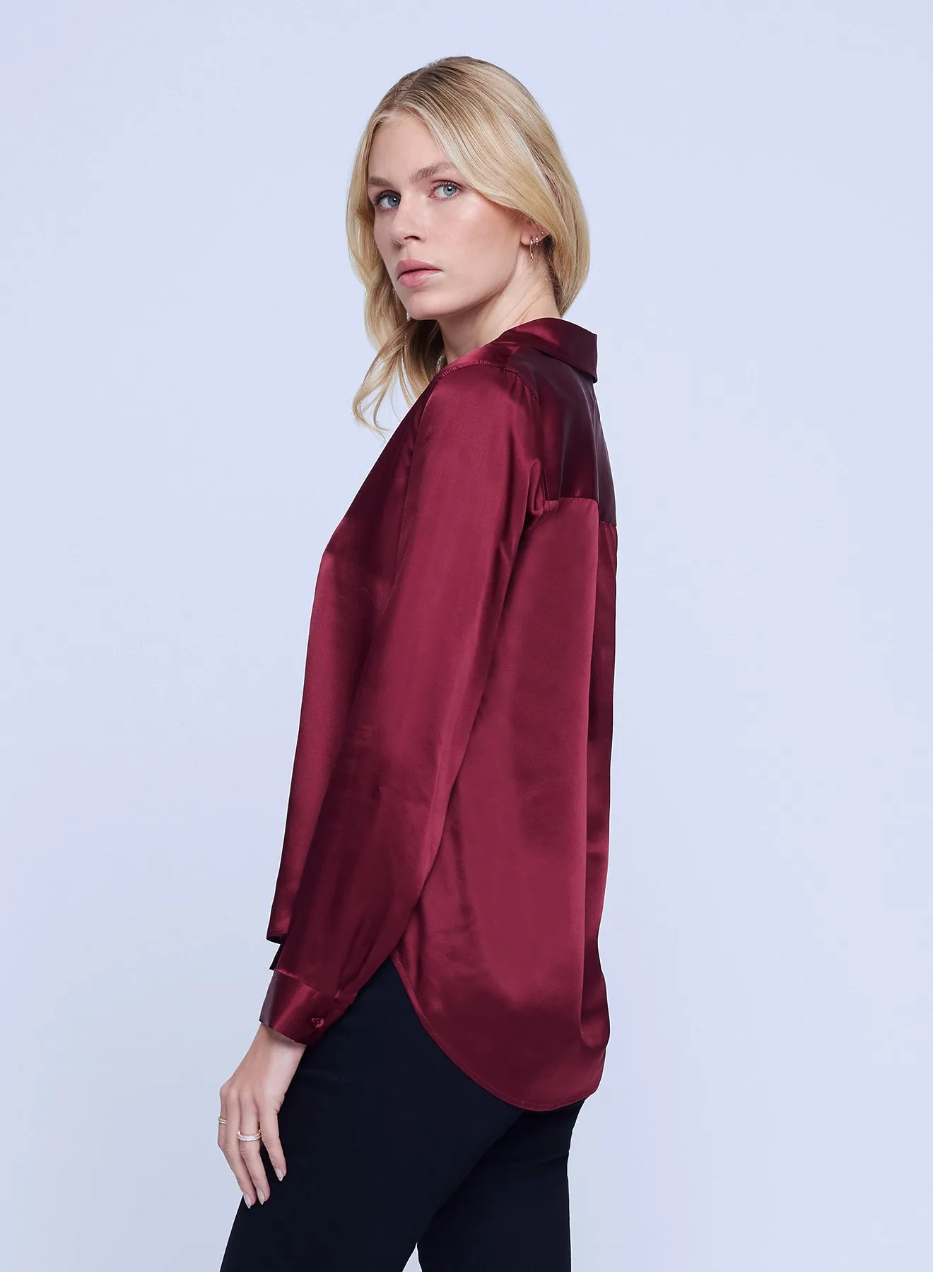 L’agence - Tyler L/S Blouse - Dark Bordeaux