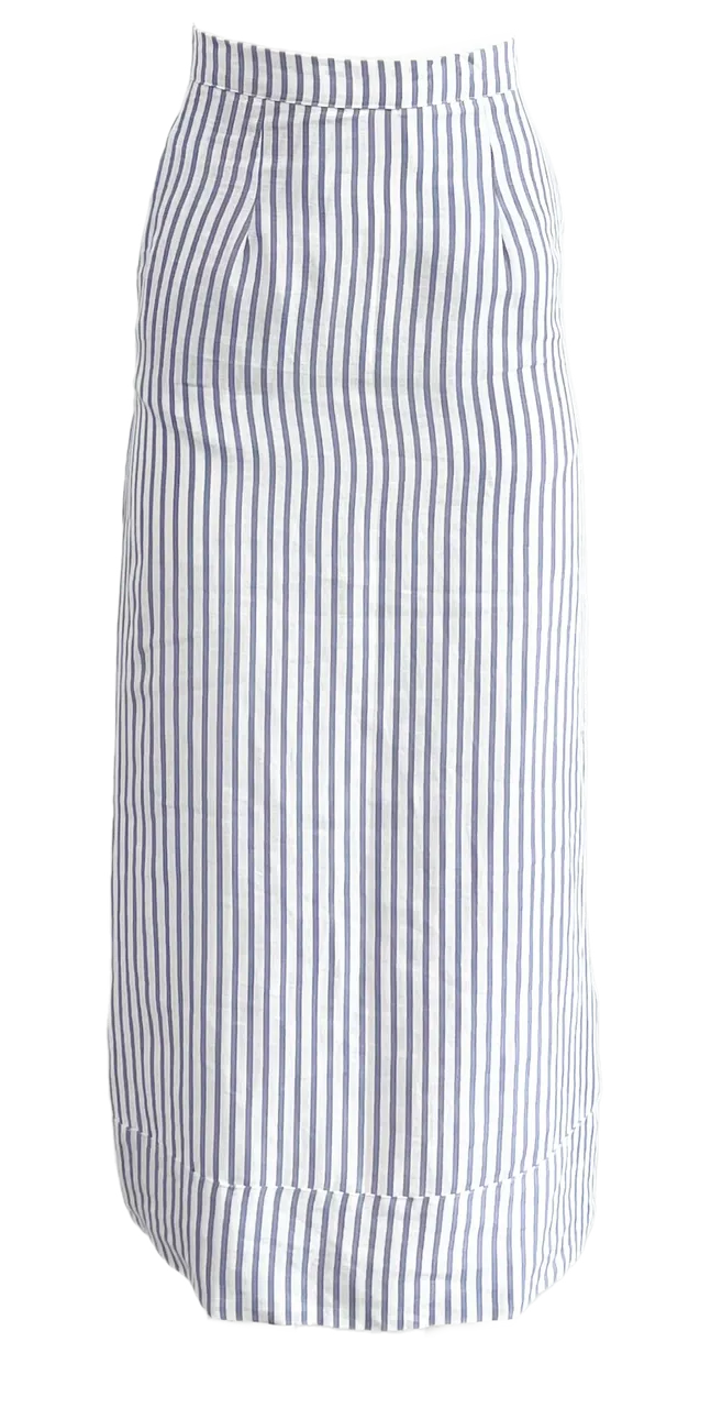 LJC Ivy Linen Skirt, Blue Stripe