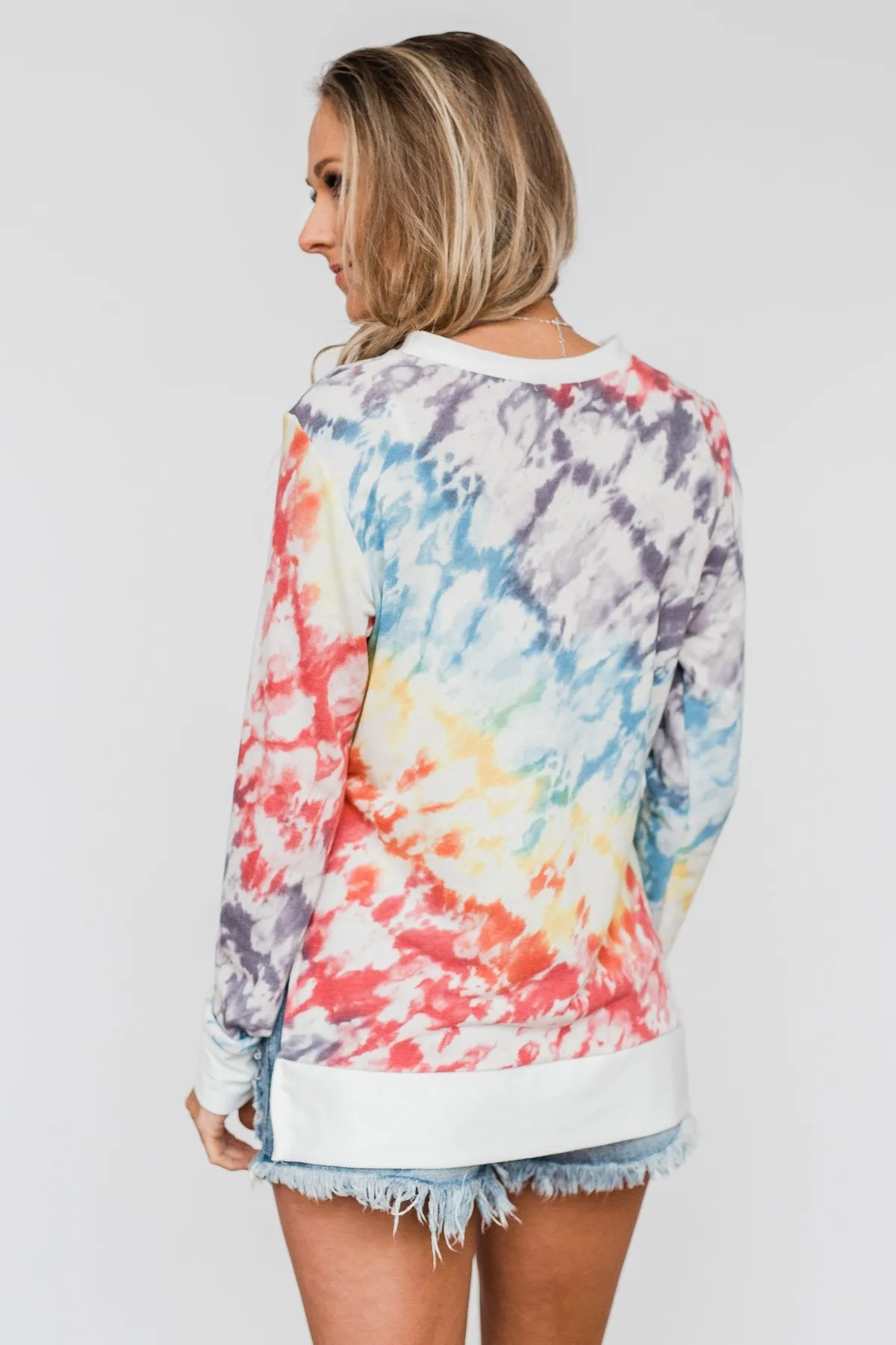 Long Sleeve Tie Dye Top- Rainbow