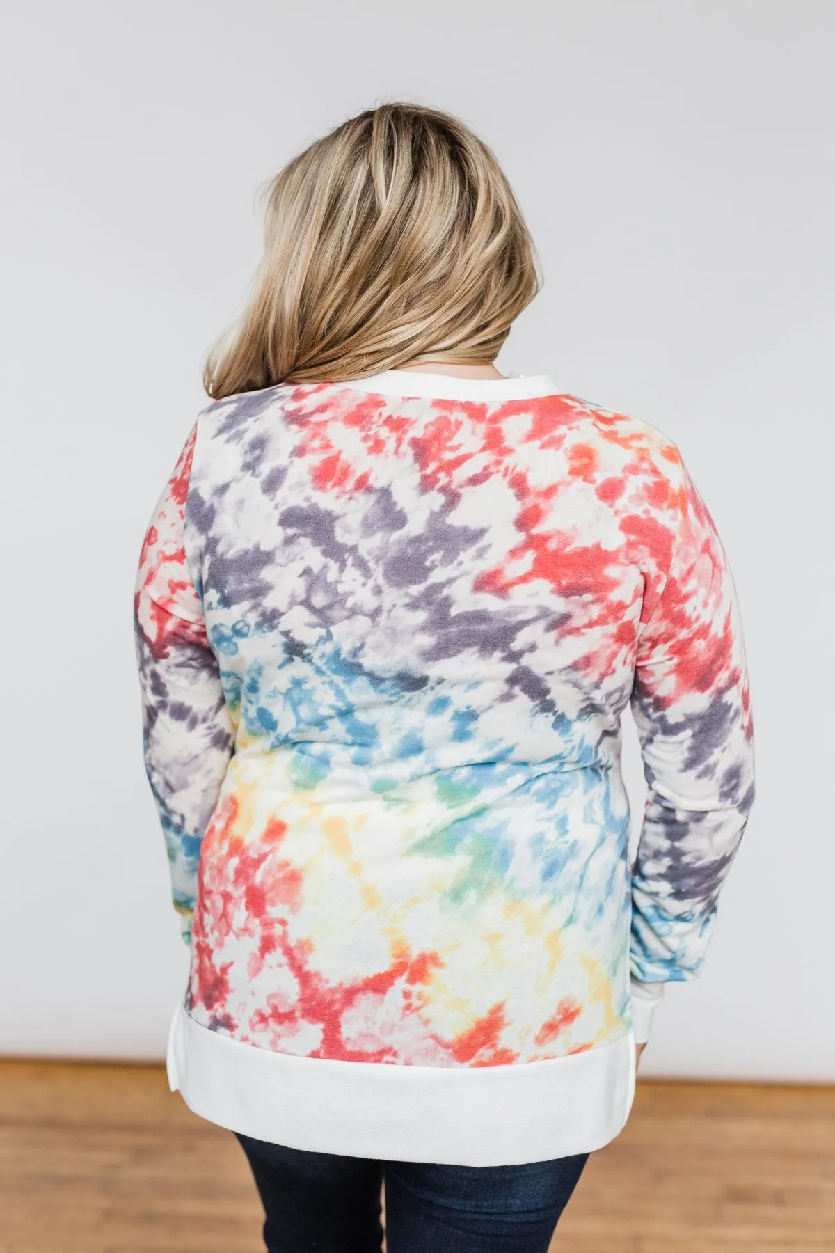 Long Sleeve Tie Dye Top- Rainbow