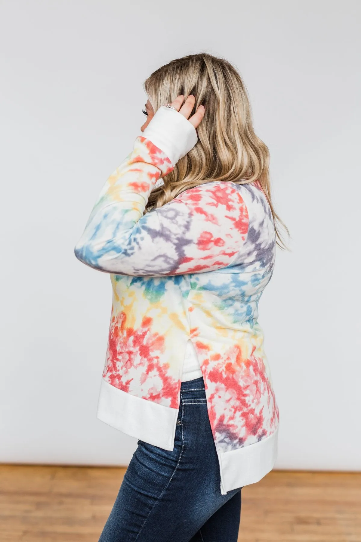 Long Sleeve Tie Dye Top- Rainbow