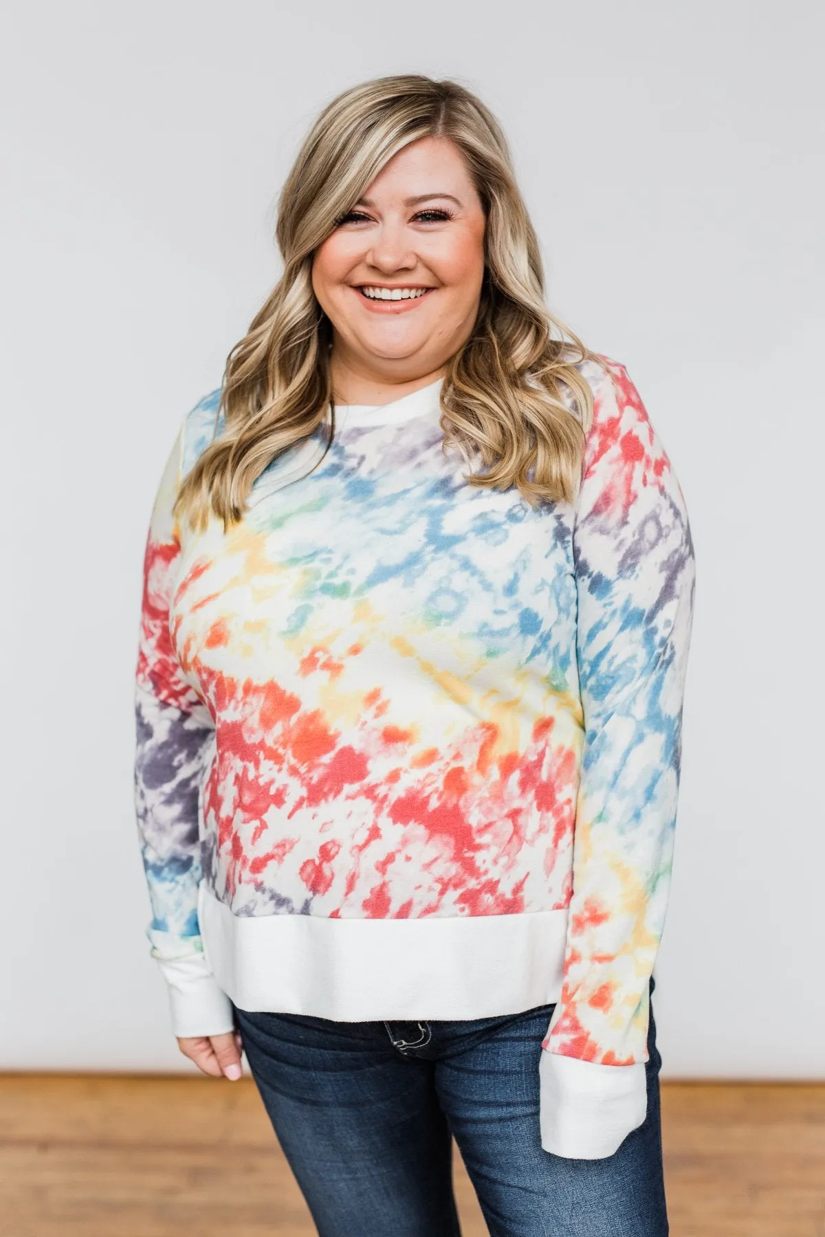 Long Sleeve Tie Dye Top- Rainbow