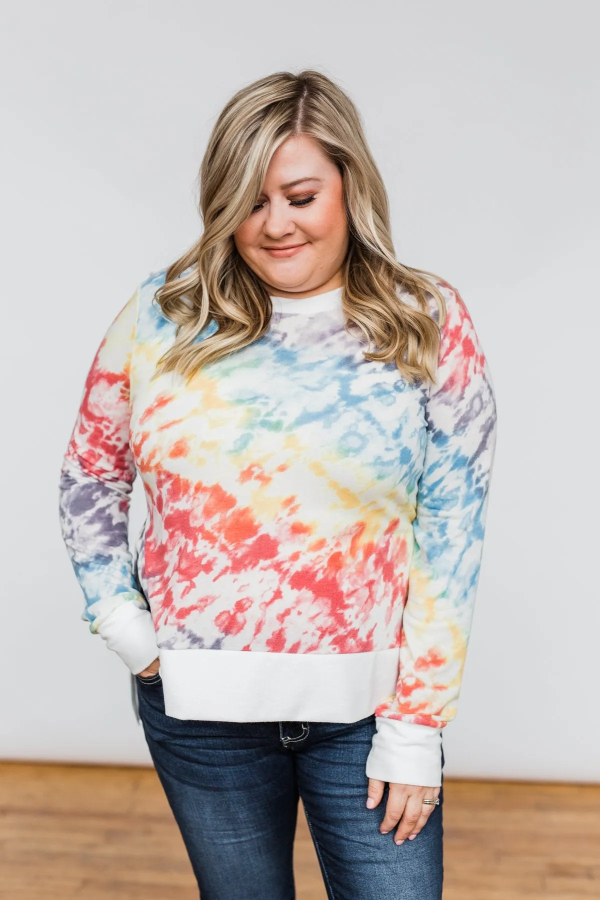 Long Sleeve Tie Dye Top- Rainbow