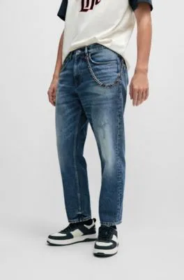 Loose-fit jeans in vintage-washed comfort-stretch denim