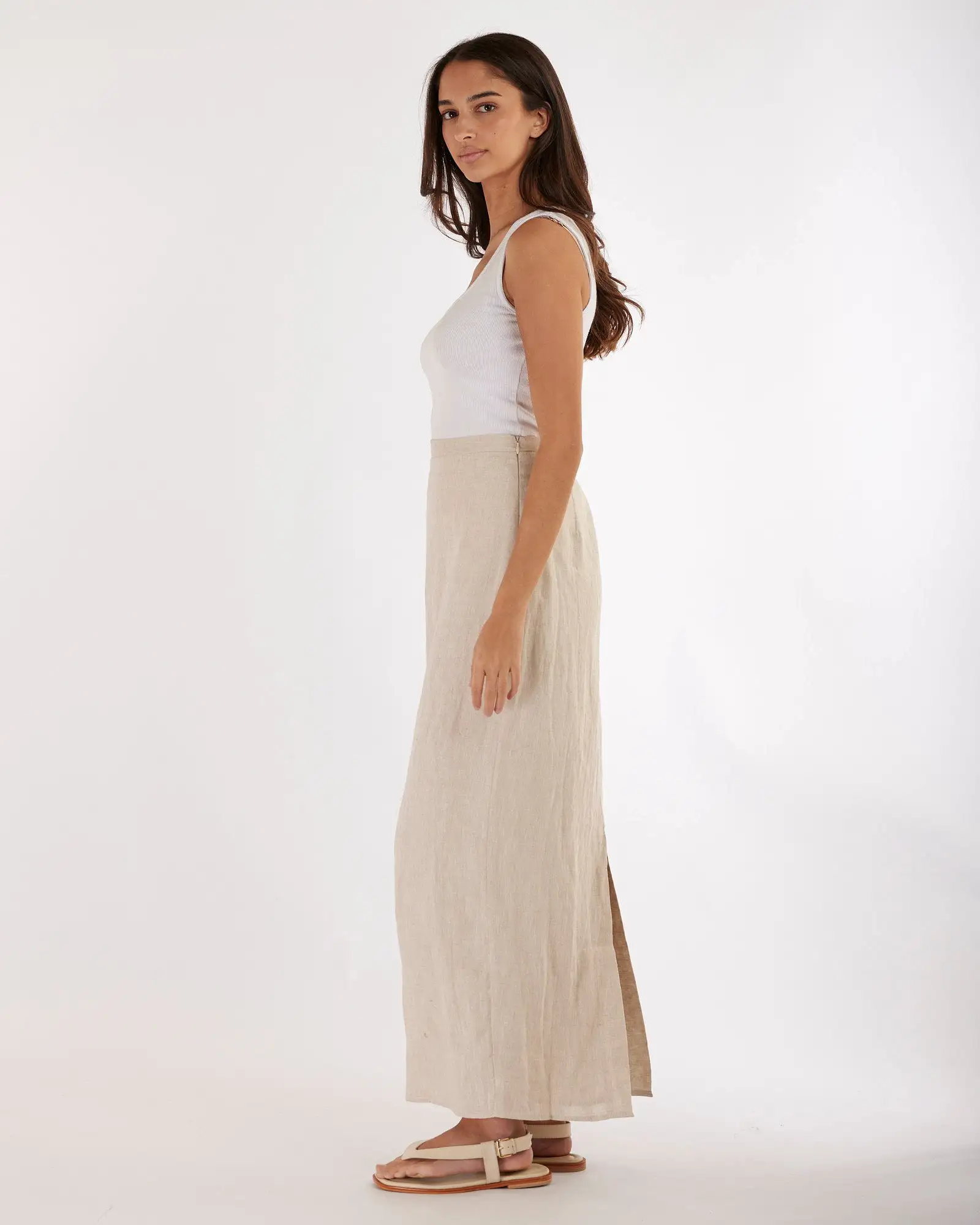 Mabel Linen Skirt - Natural