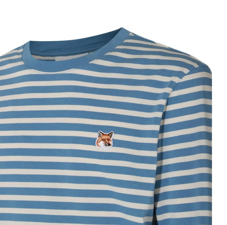 MAISON KITSUNE  |Crew Neck Stripes Unisex Street Style Long Sleeves Cotton