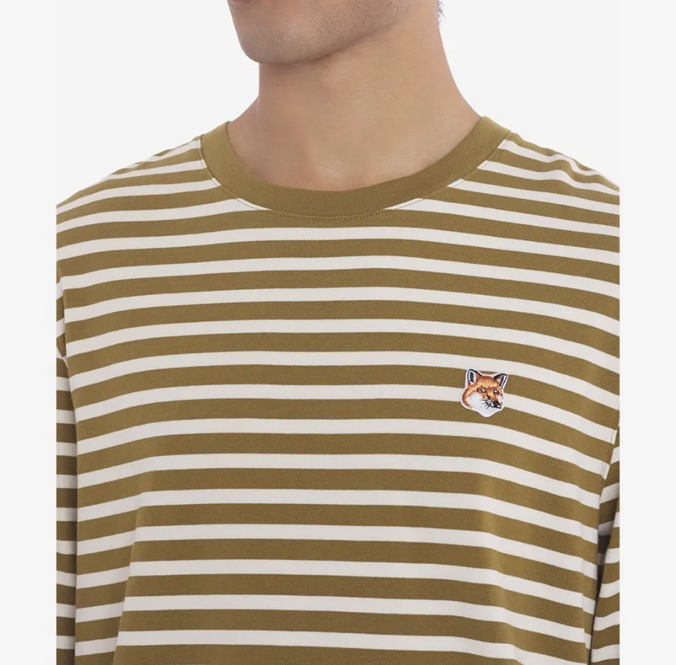 MAISON KITSUNE  |Crew Neck Stripes Unisex Street Style Long Sleeves Cotton