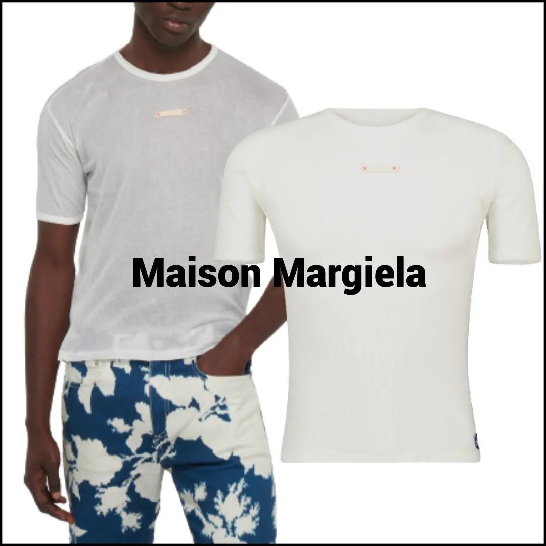 Maison Margiela  |Crew Neck Silk Plain Cotton Short Sleeves Designers