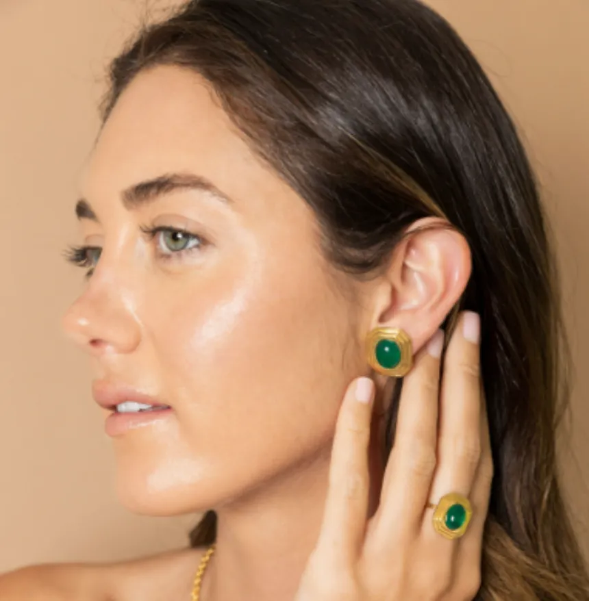 Mara Earring, Green Onyx