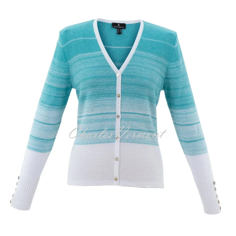 Marble Ombré Knit Cardigan - Style 7439-151 (Aqua / White)