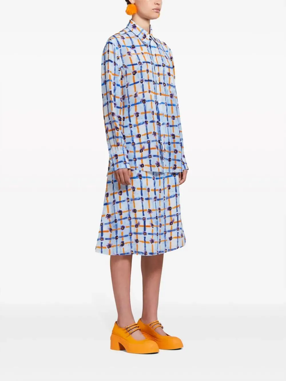 MARNI Saraband Print Midi Skirt in Blue for Women - SS24 Collection