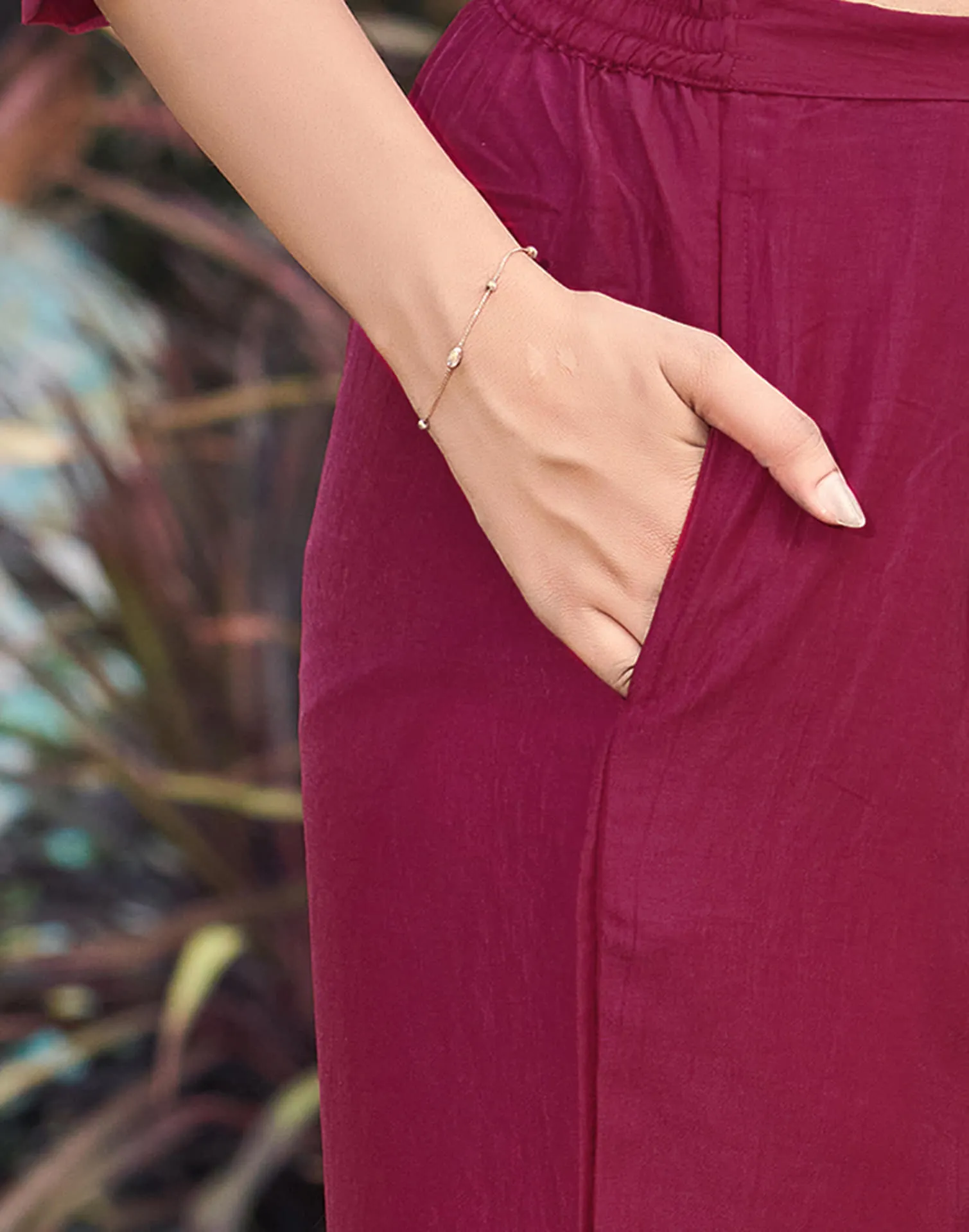 Maroon Sequence Chinnon Straight Kurta With Pant And Dupatta