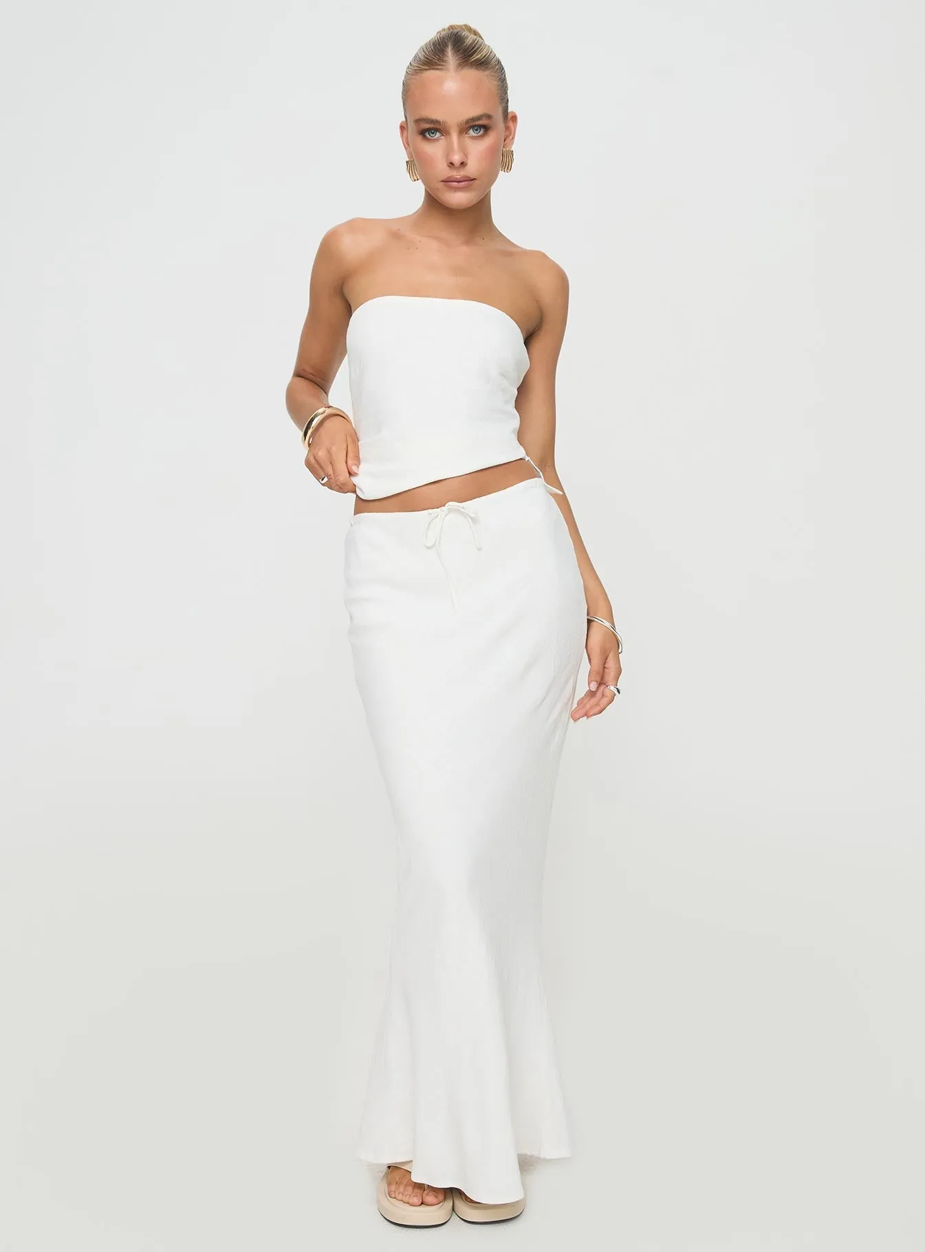 Mercer Linen Blend Maxi Skirt White