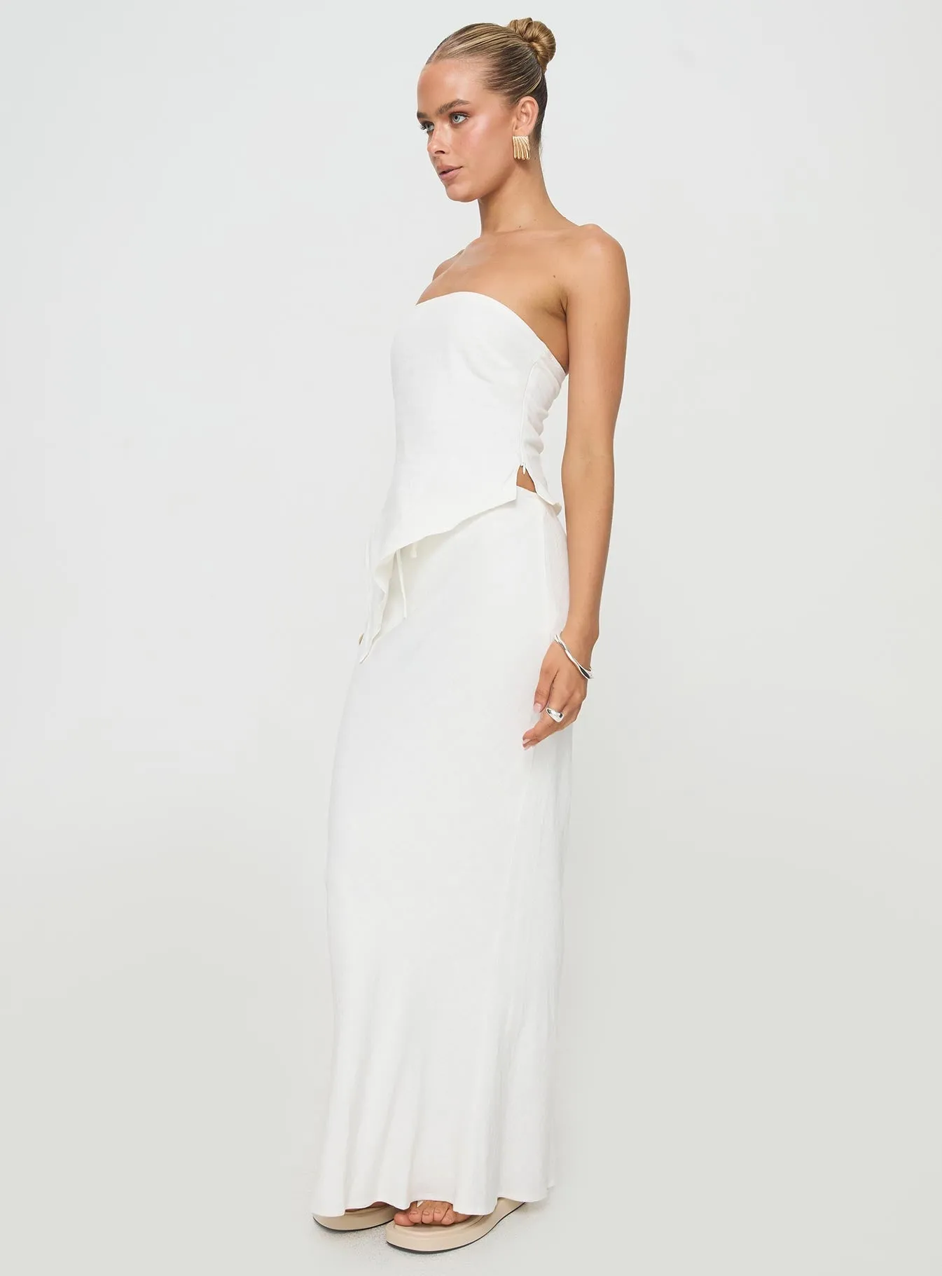 Mercer Linen Blend Maxi Skirt White