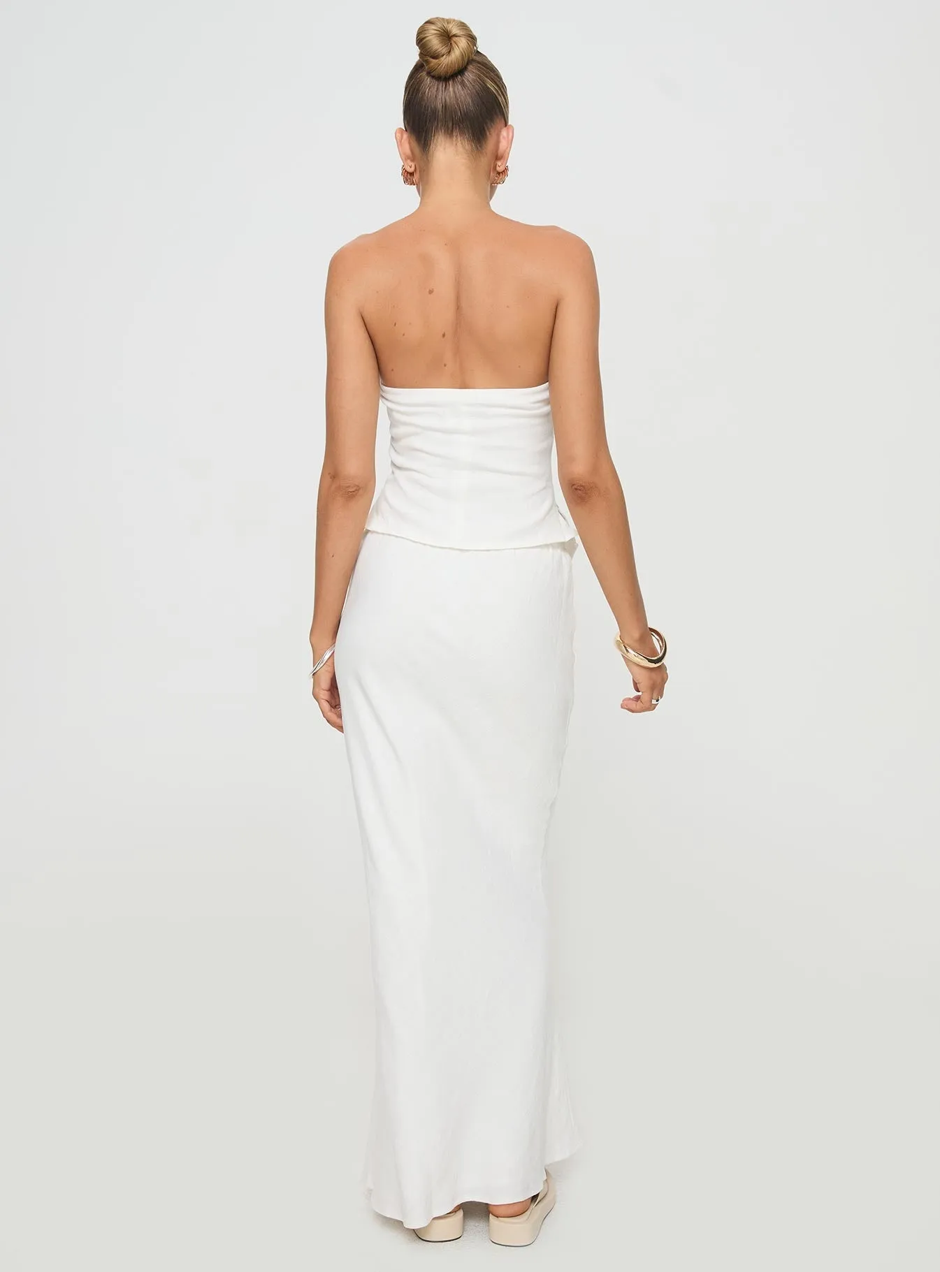 Mercer Linen Blend Maxi Skirt White