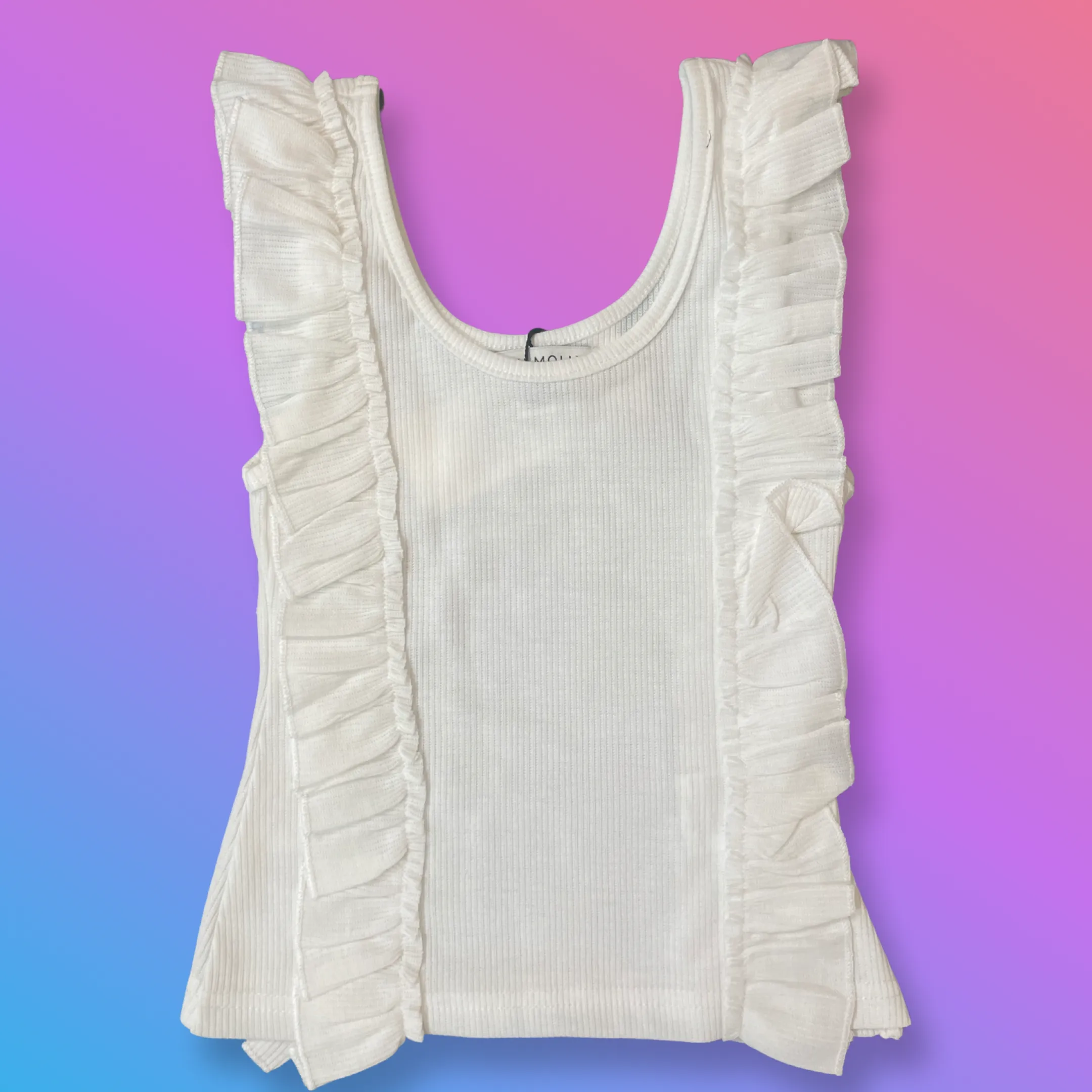 Mini Molly Girls Ruffle Ribbed Tank