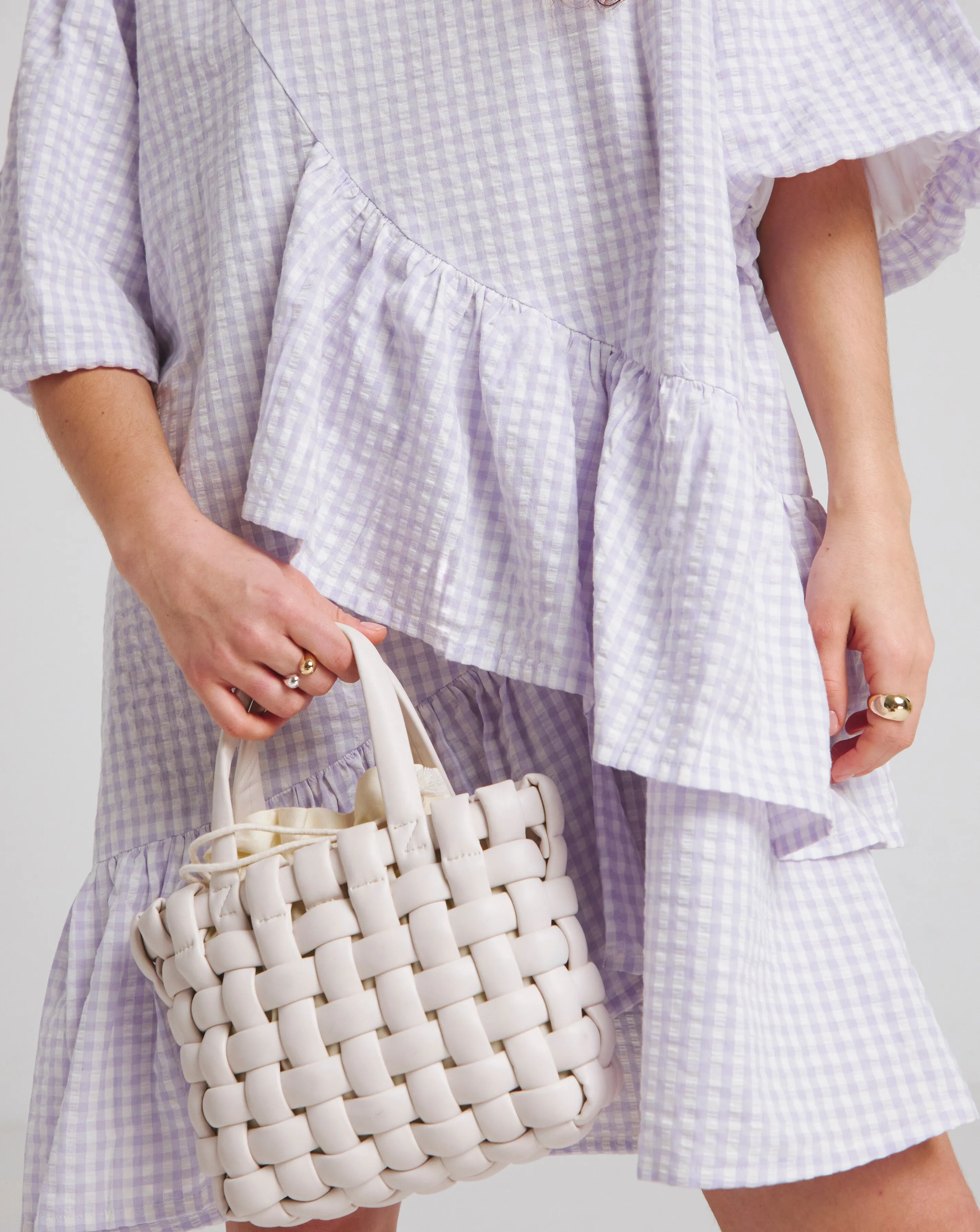 Native Youth Lilac Gingham Asymmetric Ruffle Detail Mini Dress | Simply Be