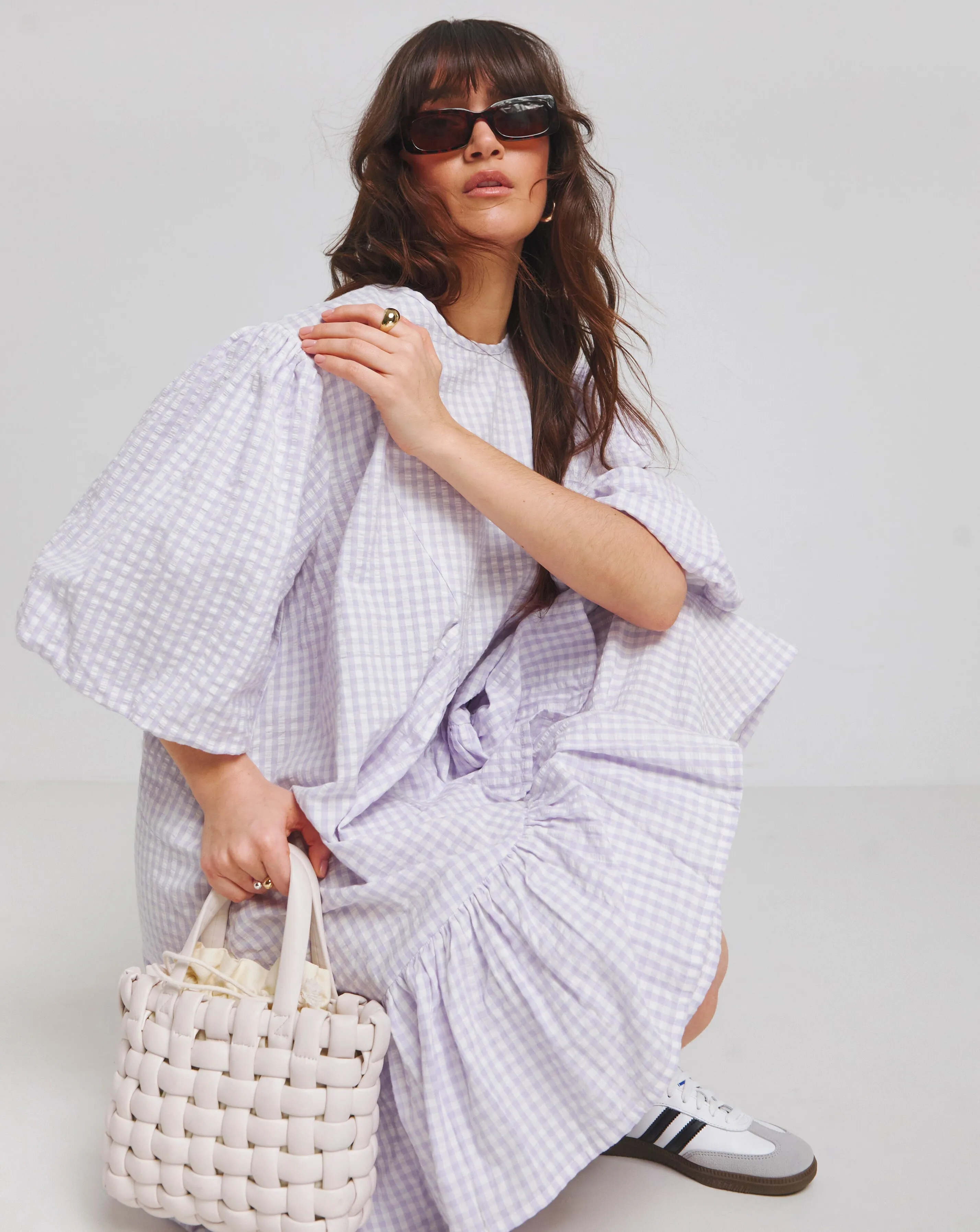 Native Youth Lilac Gingham Asymmetric Ruffle Detail Mini Dress | Simply Be