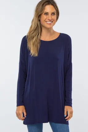 Navy Long Dolman Sleeve Top