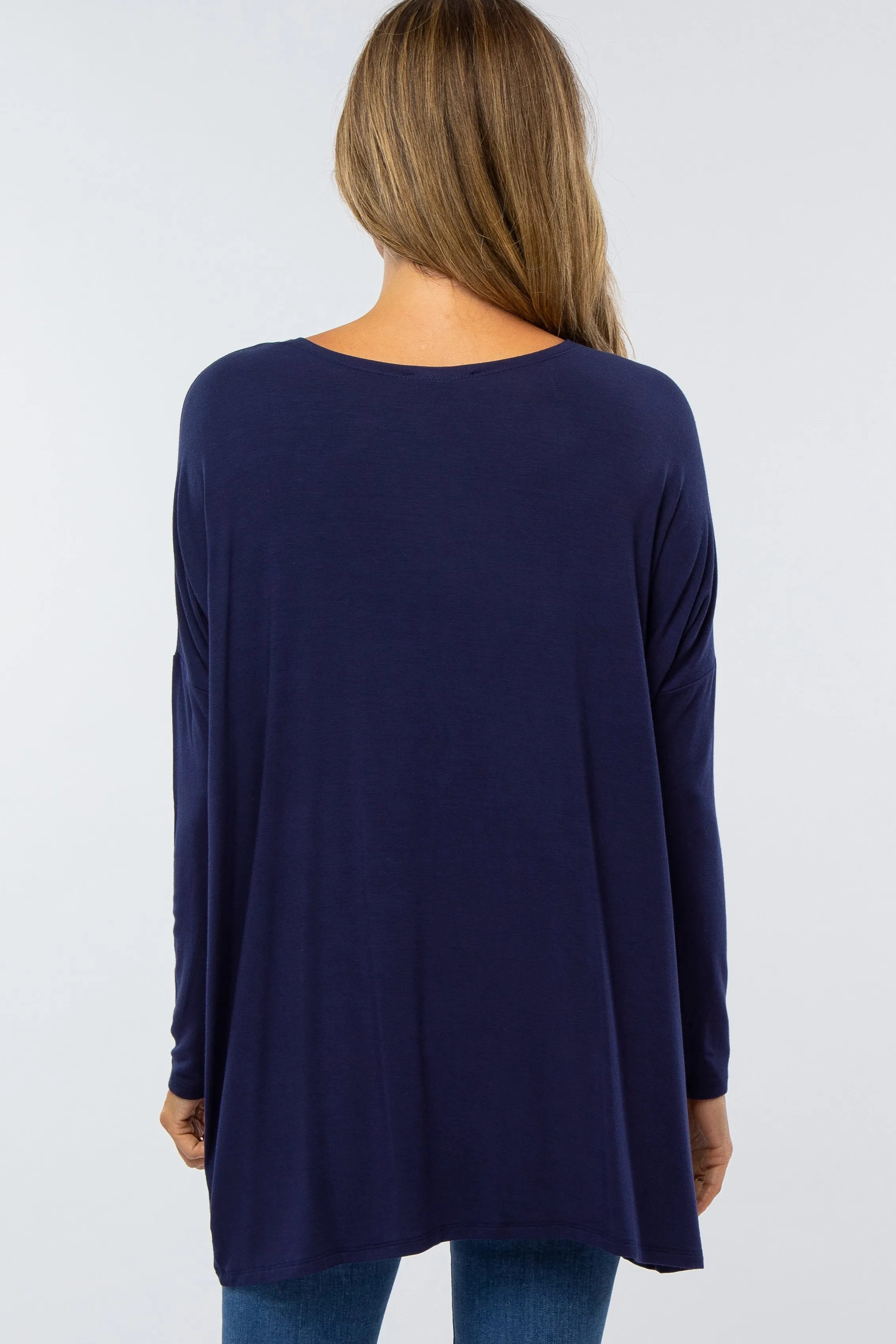 Navy Long Dolman Sleeve Top