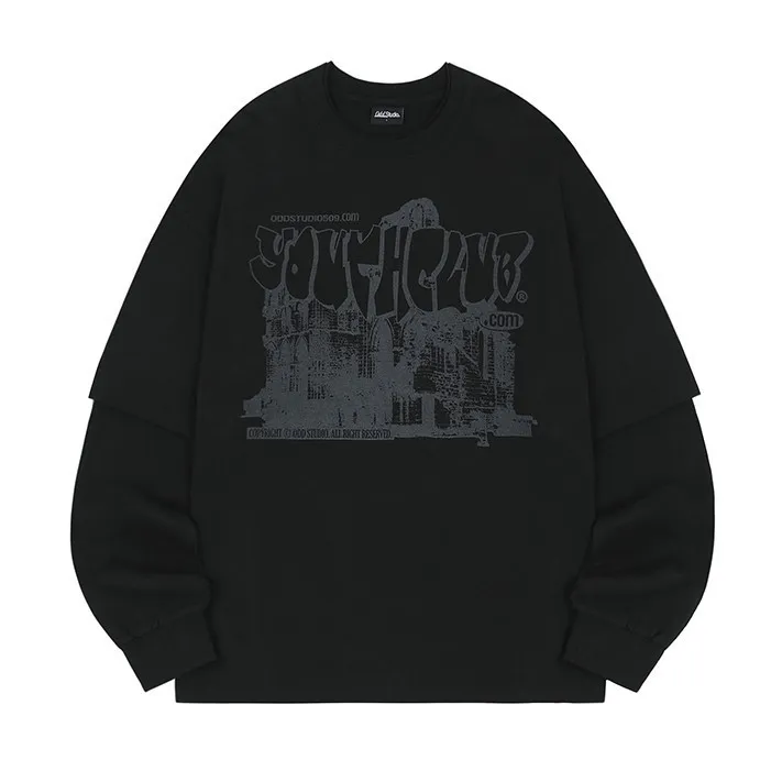 Odd Studio  |Crew Neck Unisex Street Style Long Sleeves Plain Cotton