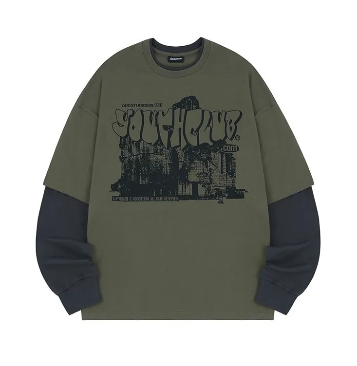 Odd Studio  |Crew Neck Unisex Street Style Long Sleeves Plain Cotton