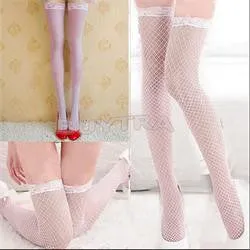 One Size Style Attractive Women Stockings Hosiery Above Knee Nylon Hollow Out Mesh Long Stockings Women Black White Red Pink SM6