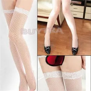 One Size Style Attractive Women Stockings Hosiery Above Knee Nylon Hollow Out Mesh Long Stockings Women Black White Red Pink SM6