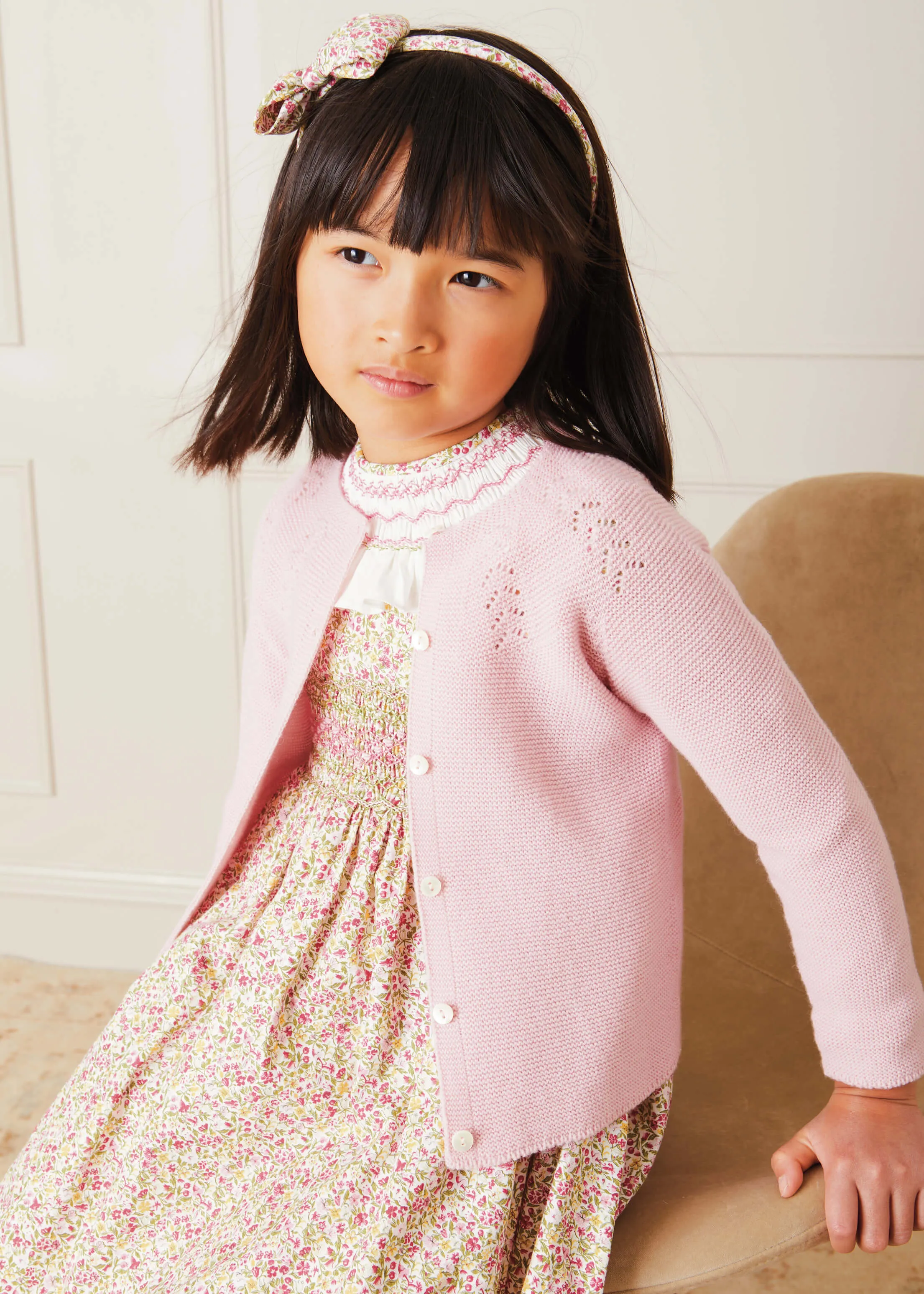 Openwork Cardigan In Pink (6mths-10yrs)