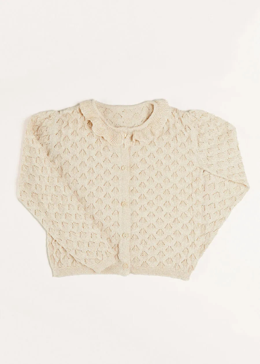 Openwork Frill Collar Cardigan in Gold (2-10yrs)