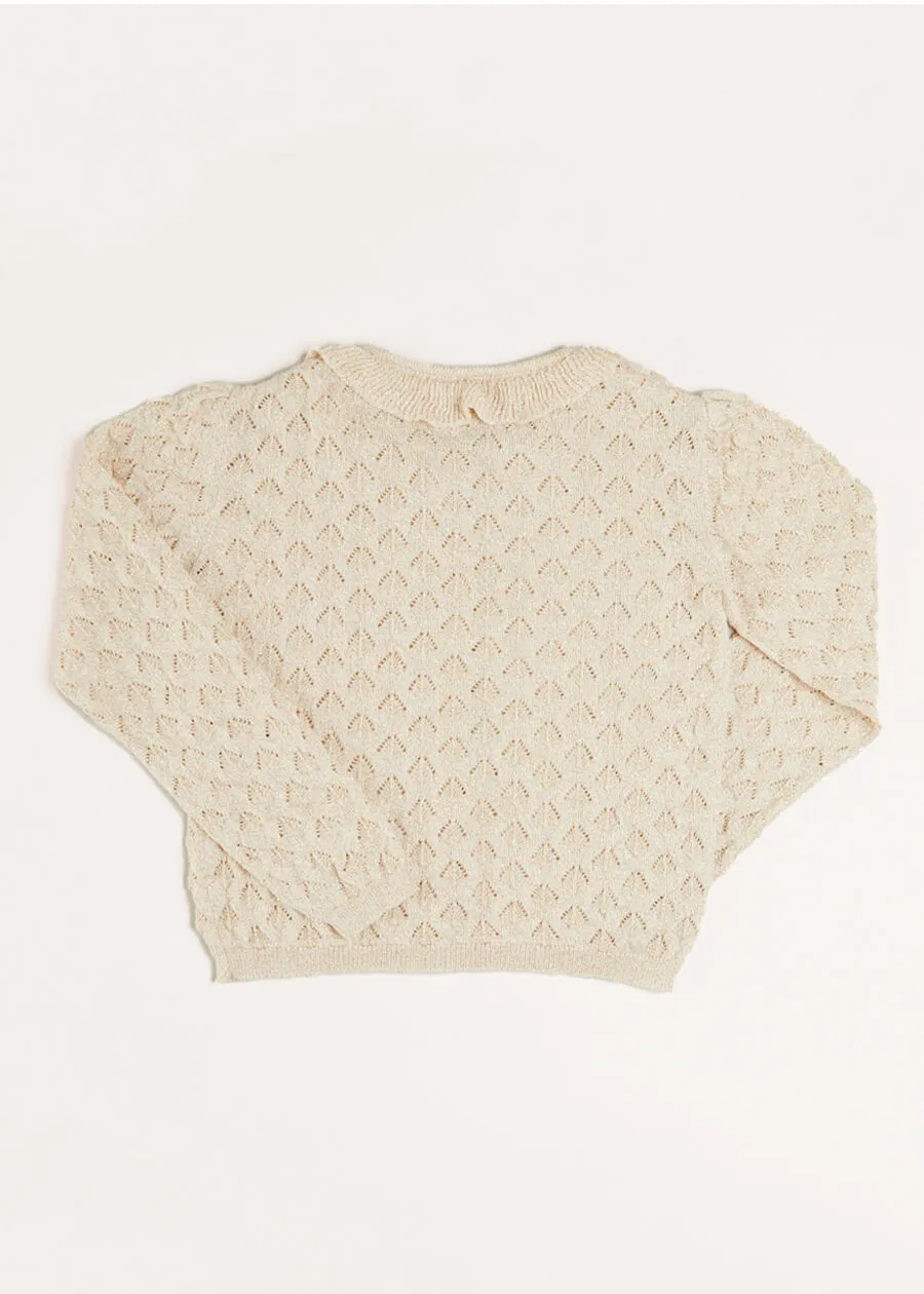 Openwork Frill Collar Cardigan in Gold (2-10yrs)