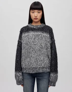 Oversized Boxy Knit Crewneck - Degrade Jacquard