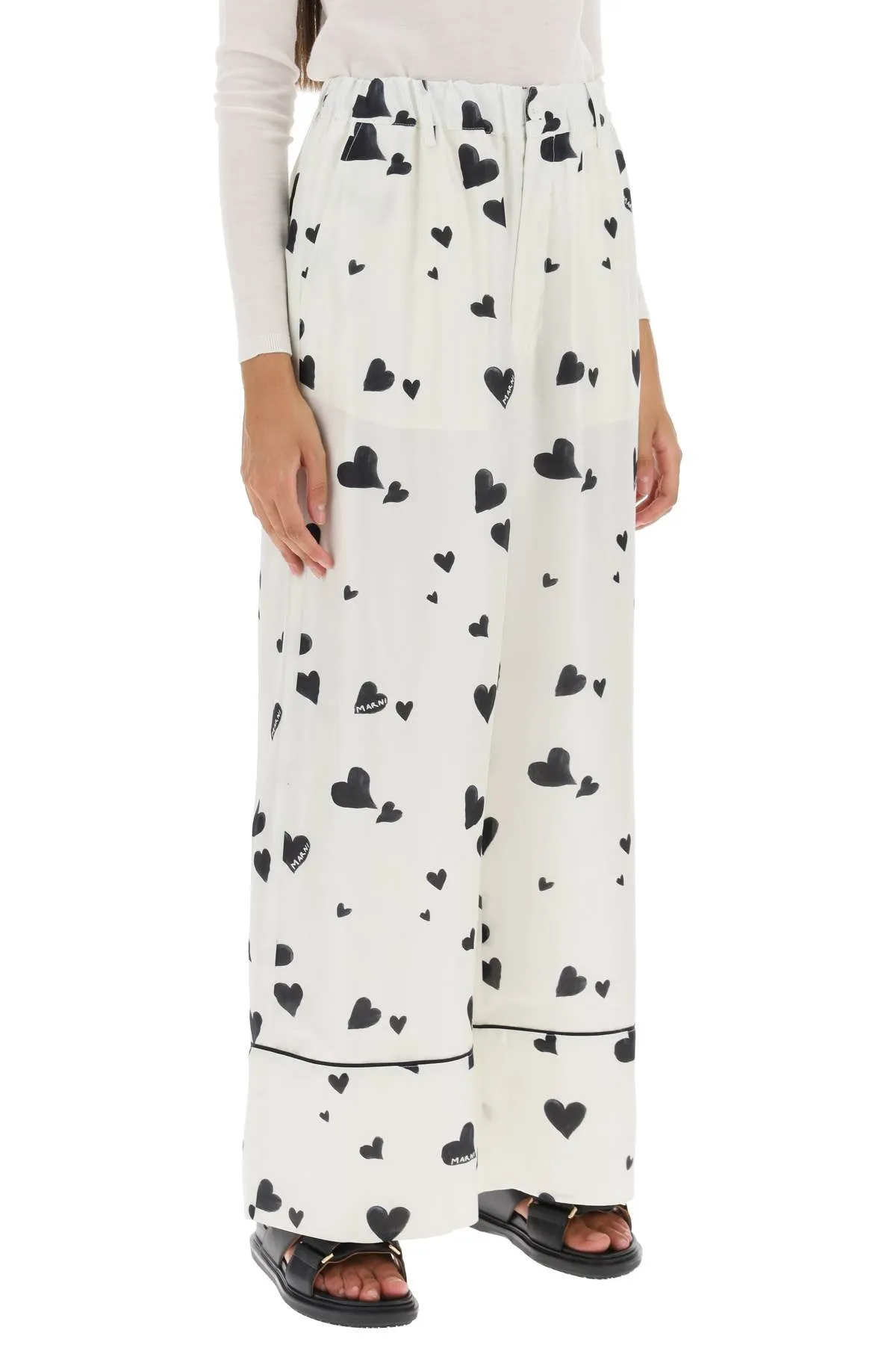 Pajama Pants With Bunch Of Hearts Motif