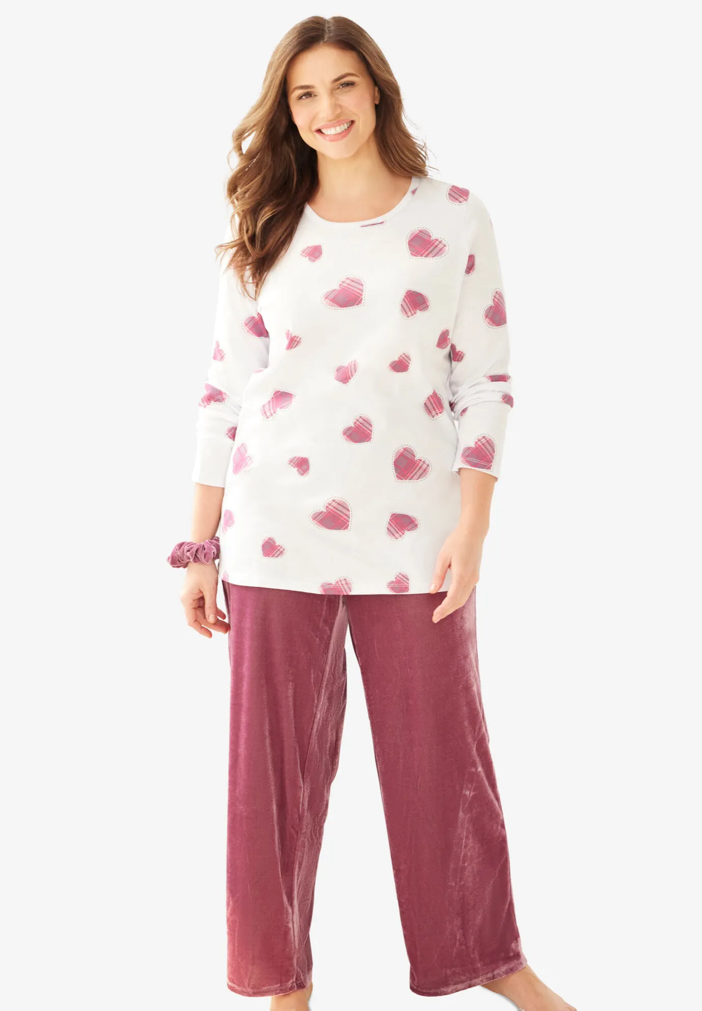 Pajama Set with Velour Scrunchie