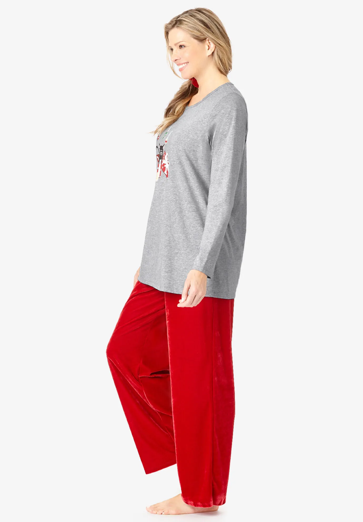 Pajama Set with Velour Scrunchie