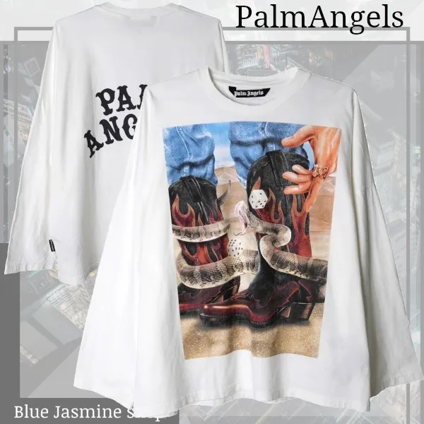 Palm Angels  |Crew Neck Street Style Long Sleeves Plain Cotton