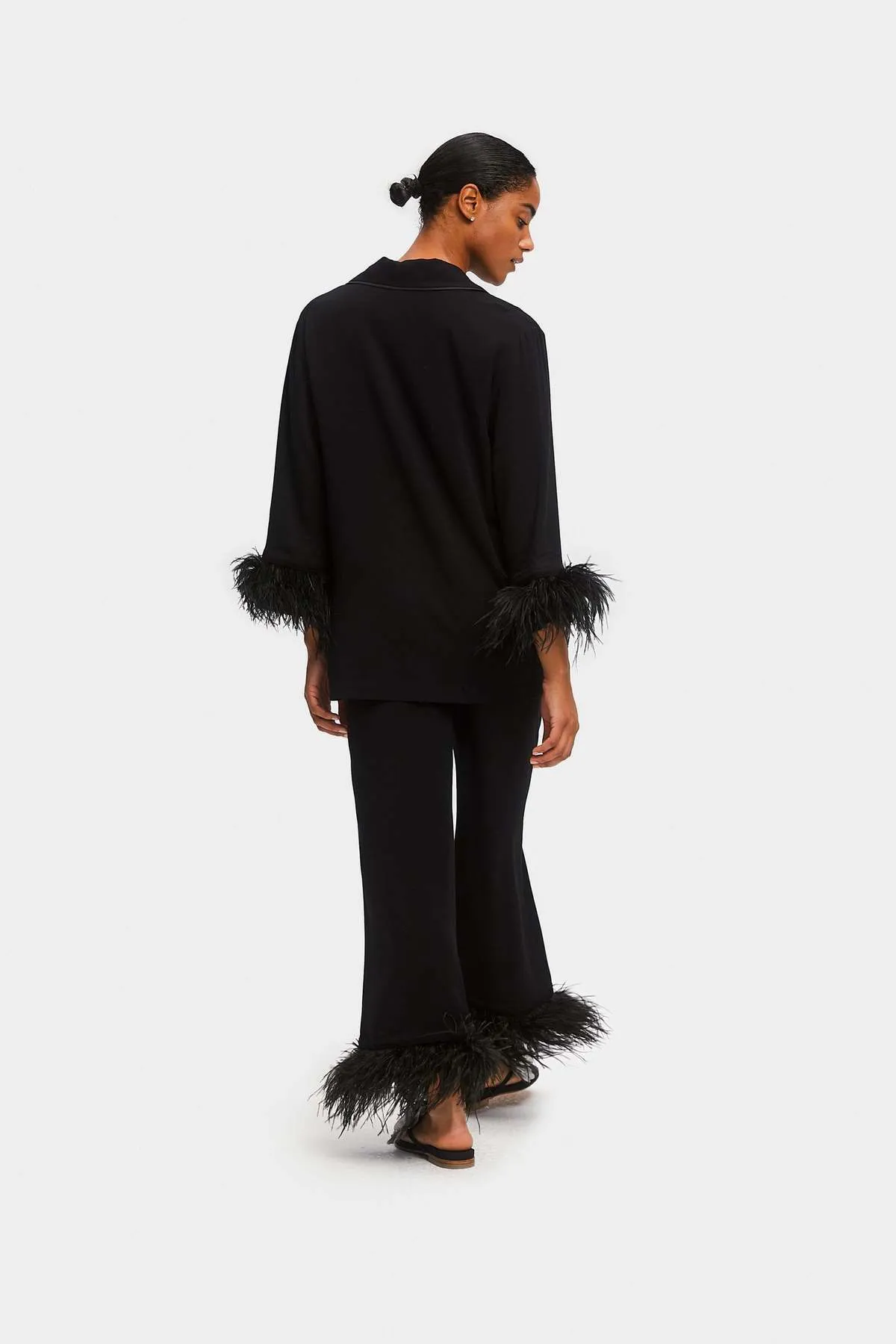 Party Pajama Set with Detachable Feathers - Black