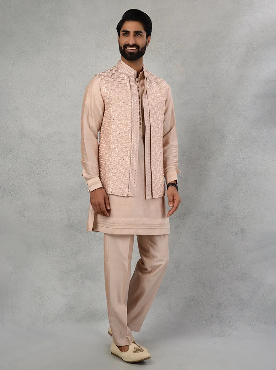 Peach Kurta Pajama with Koti | TULA