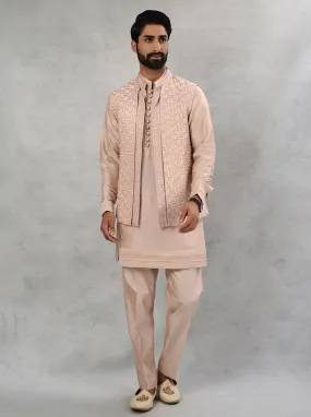 Peach Kurta Pajama with Koti | TULA