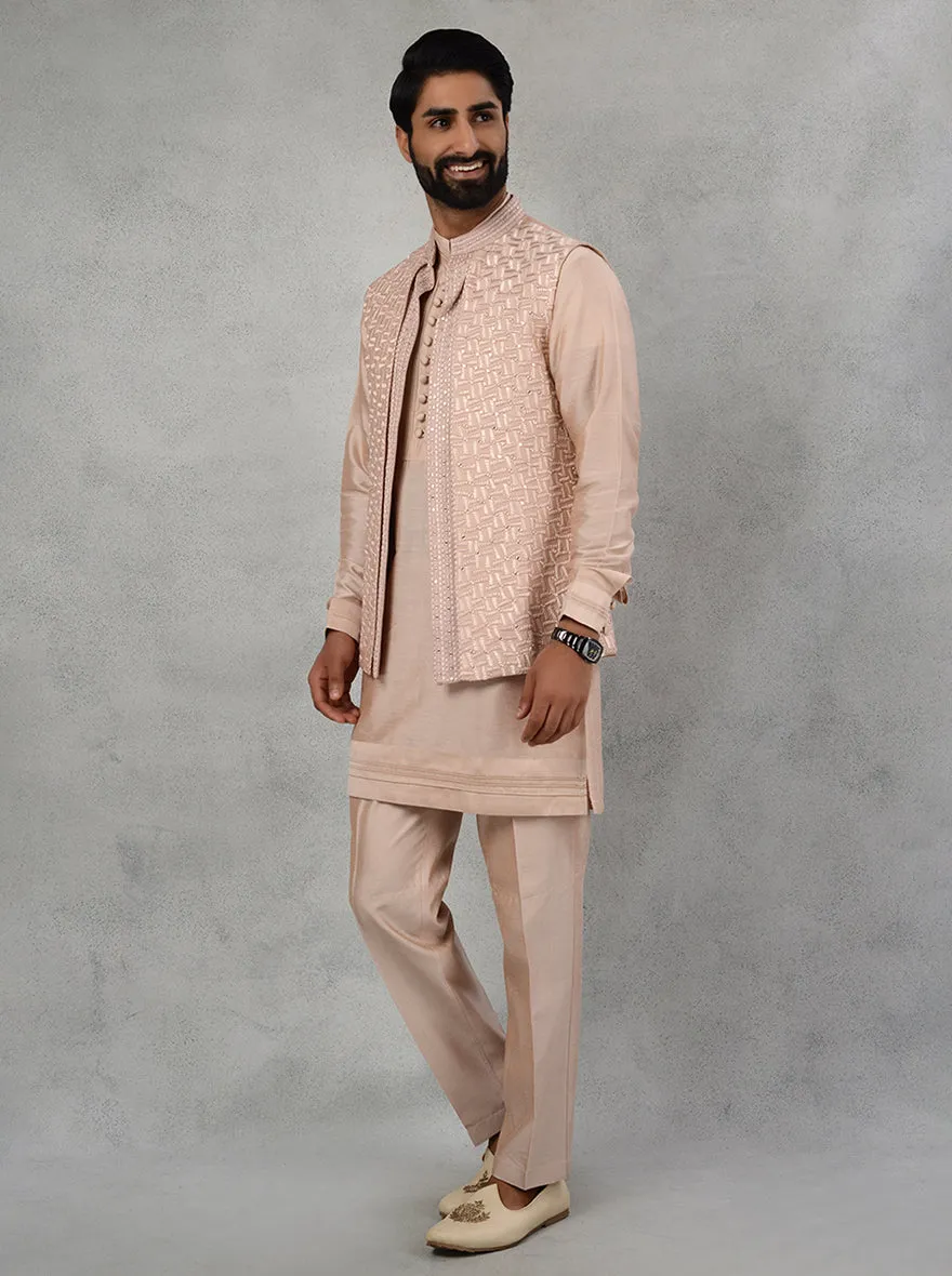 Peach Kurta Pajama with Koti | TULA