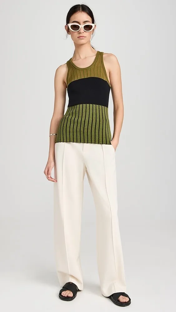 Proenza Schouler  |Stripes Casual Style Silk Rib Sleeveless U-Neck Cotton